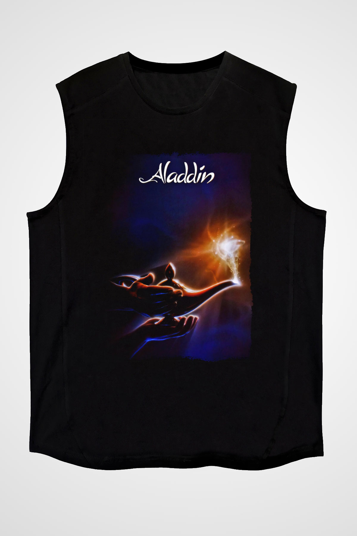 Aladdin Siyah Unisex Kolsuz Tişört