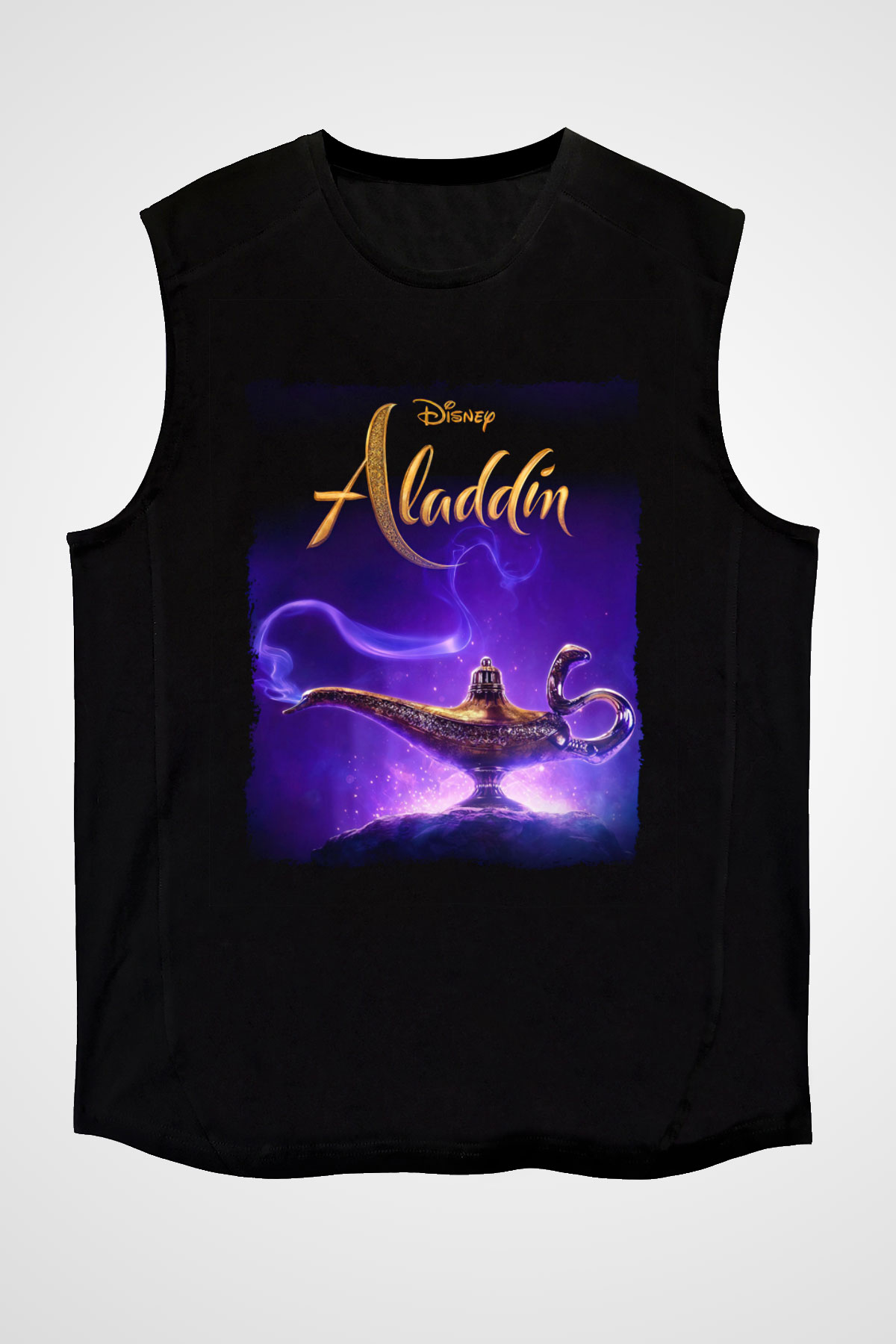 Aladdin Siyah Unisex Kolsuz Tişört