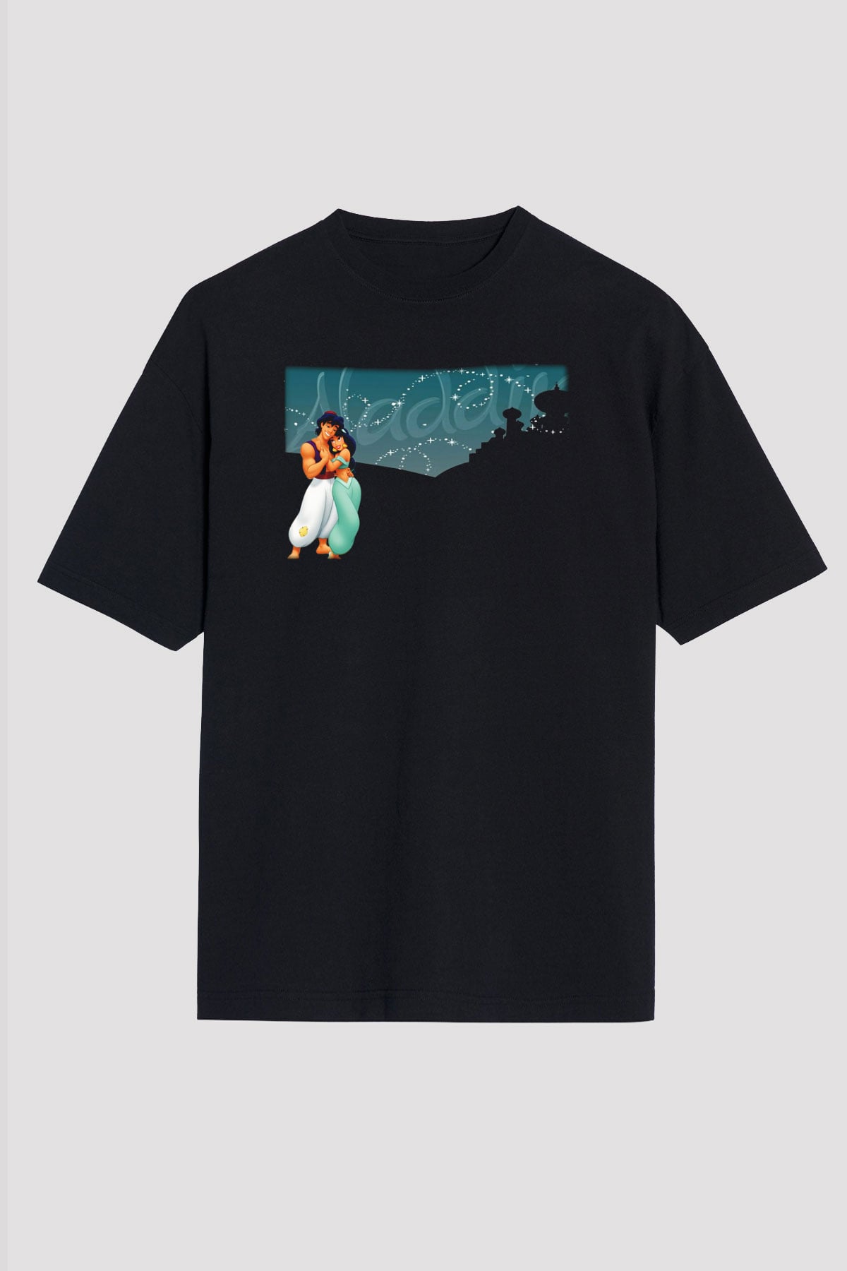 Aladdin Siyah Unisex Oversize Tişört T-Shirt