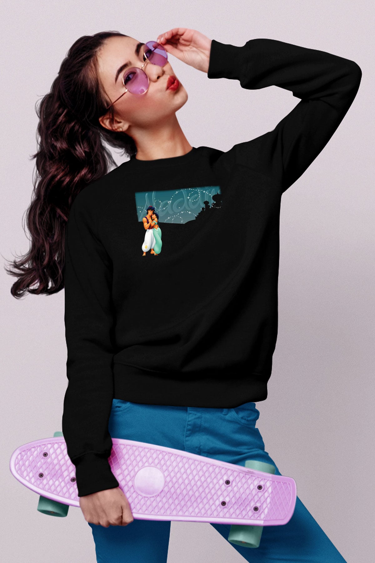 Aladdin Siyah Unisex Sweatshirt