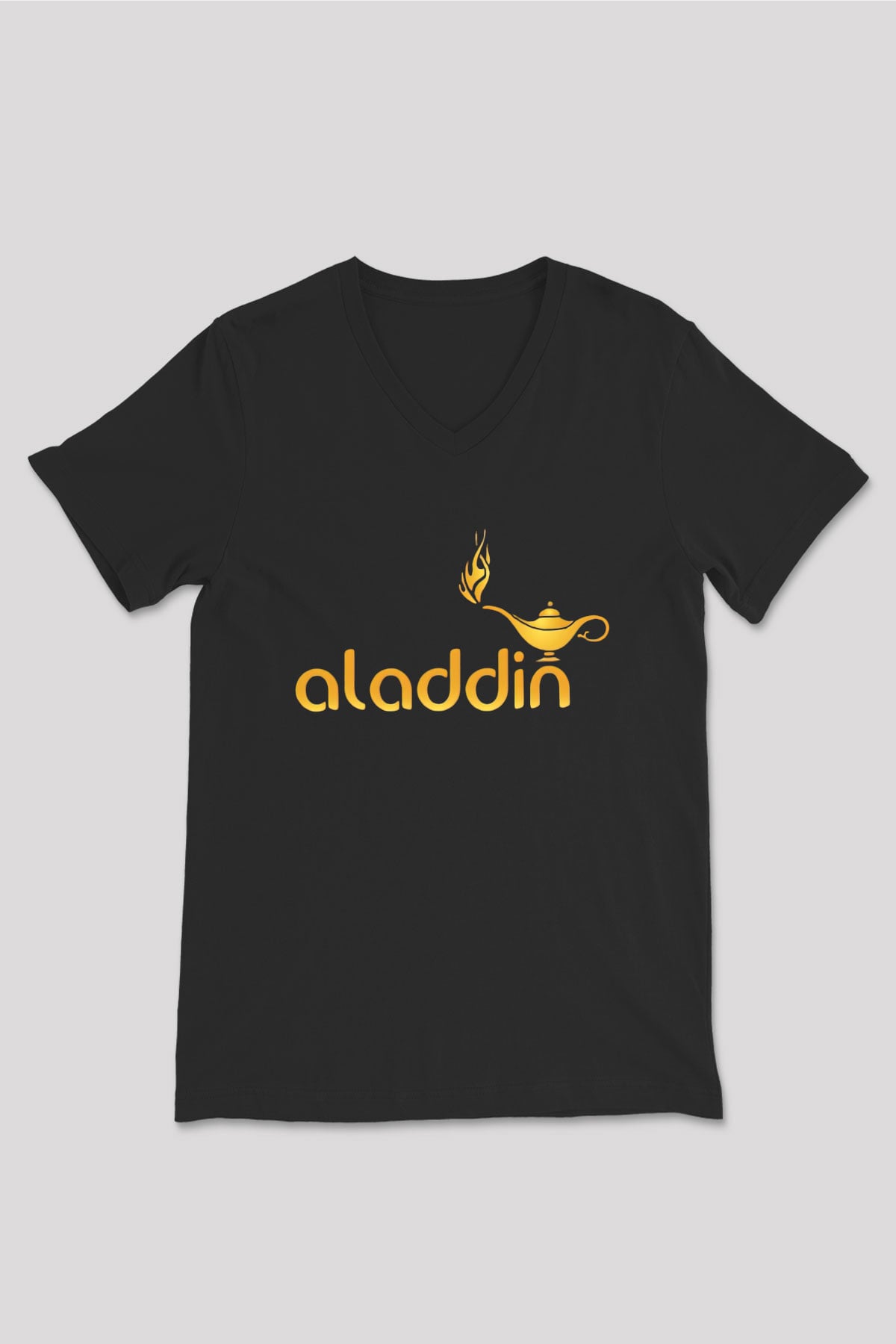 Aladdin Siyah Unisex V Yaka Tişört T-Shirt