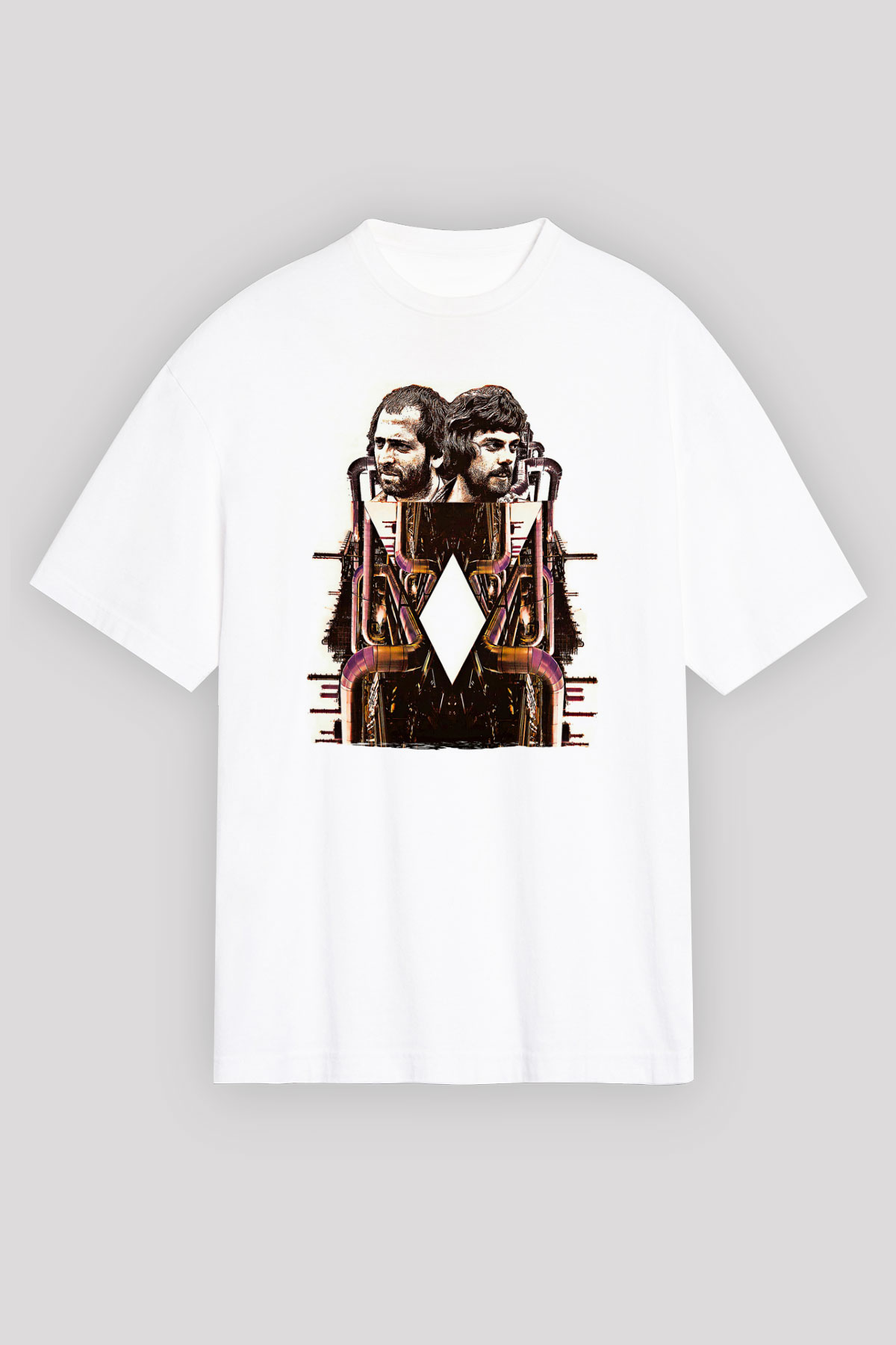 Alan Persons Project Baskılı Beyaz Unisex Oversize Tişört - Tshirt