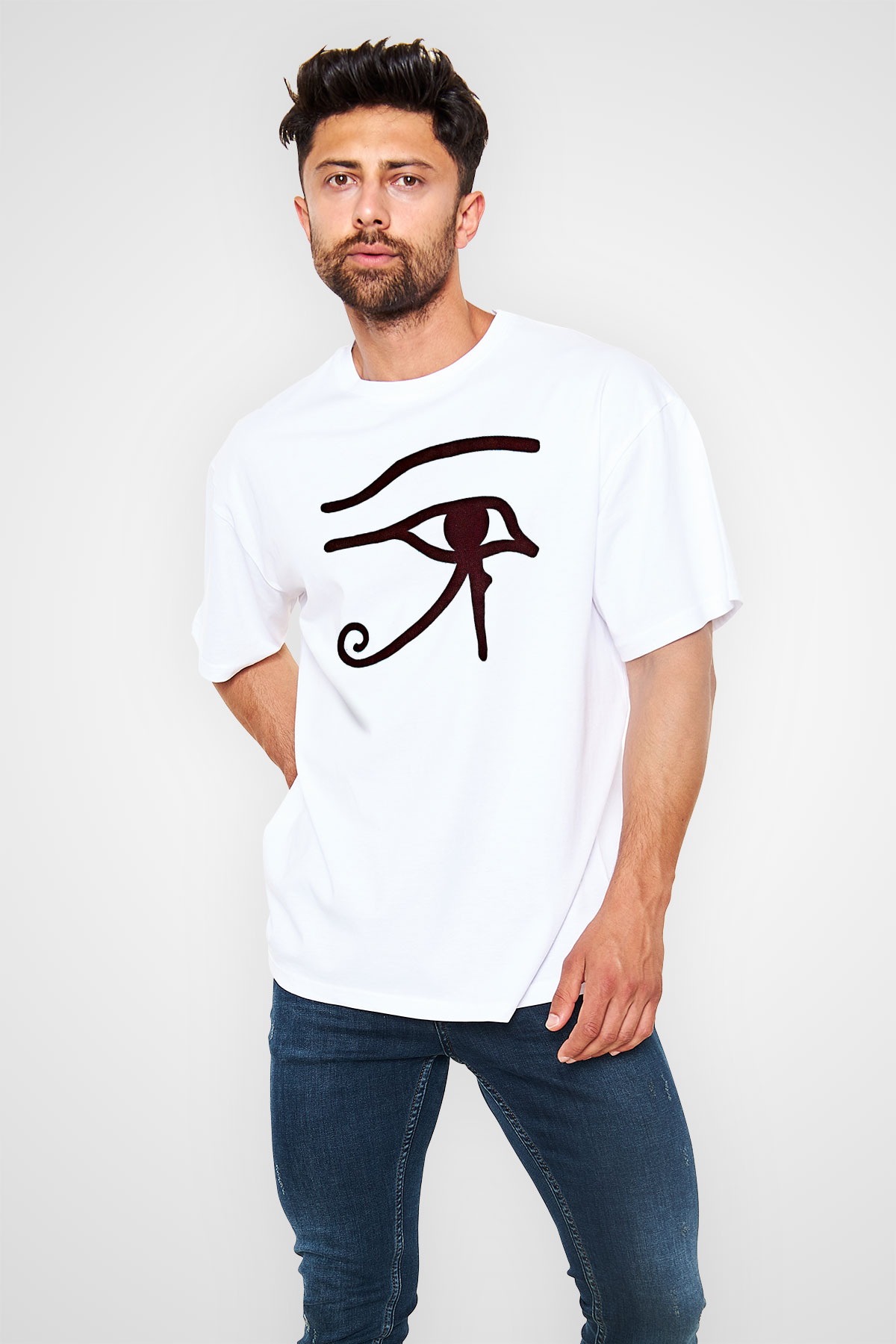 Alan Persons Project Baskılı Beyaz Unisex Oversize Tişört - Tshirt