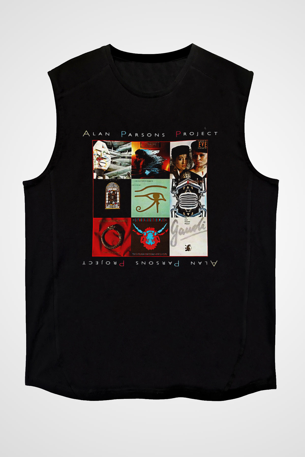 Alan Persons Project Baskılı Unisex Siyah Kolsuz Tişört - Tshirt