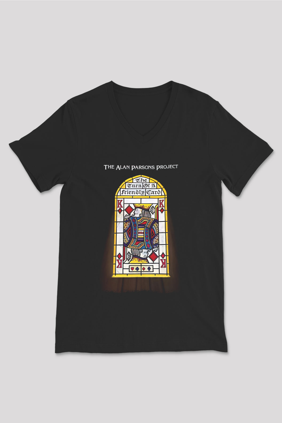 Alan Persons Project Baskılı Unisex Siyah V Yaka Tişört - Tshirt