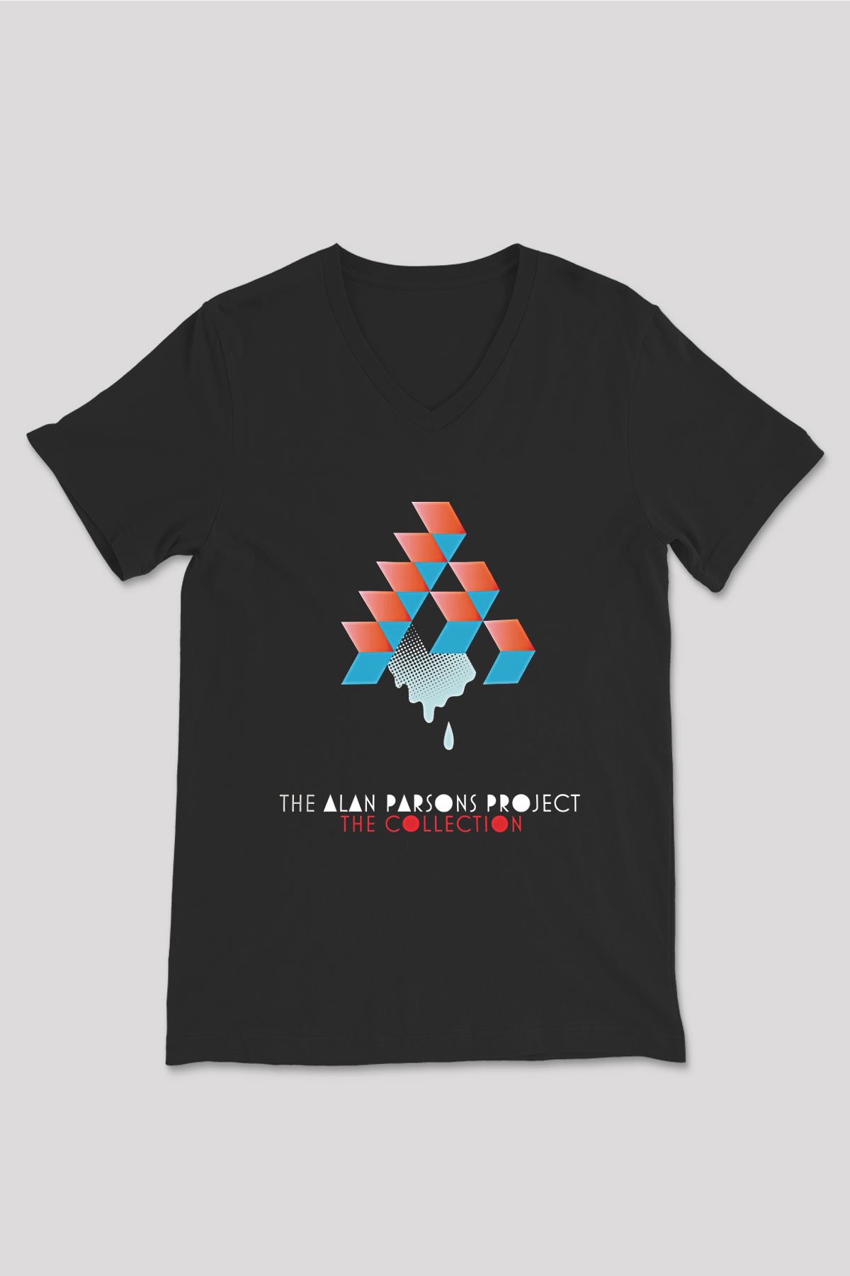 Alan Persons Project Baskılı Unisex Siyah V Yaka Tişört - Tshirt