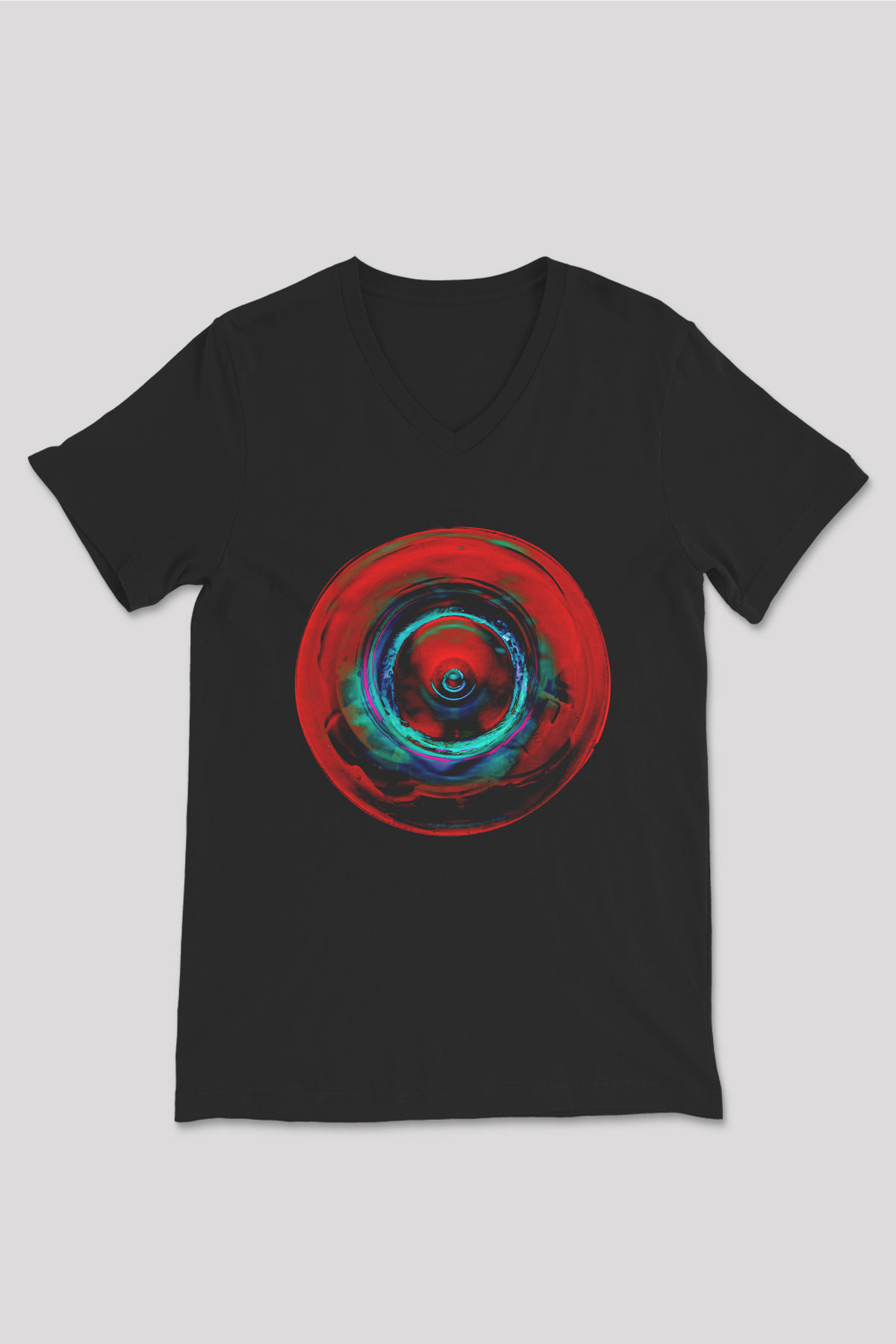 Alan Persons Project Baskılı Unisex Siyah V Yaka Tişört - Tshirt