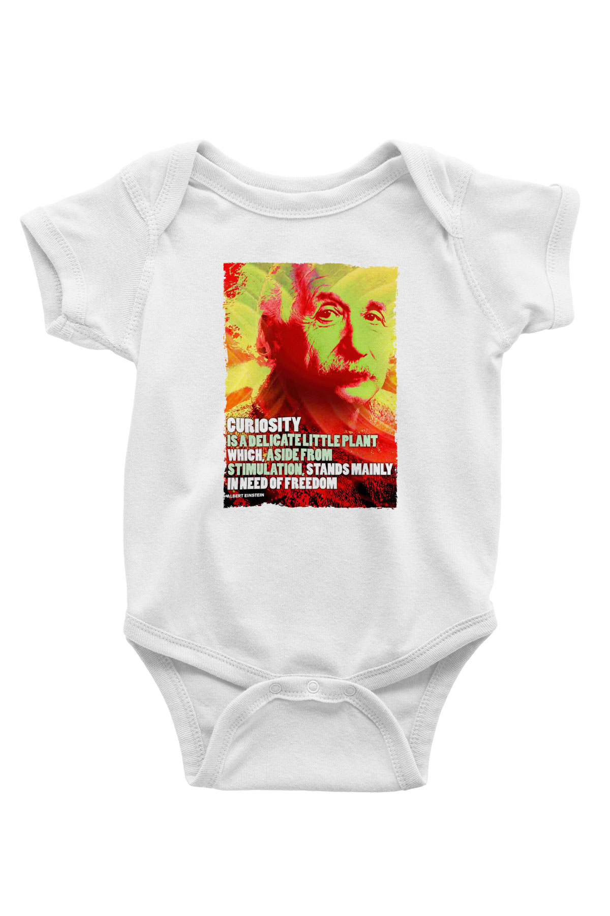 Albert Einstein Alıntı Baskılı Beyaz Bebek Body - Zıbın