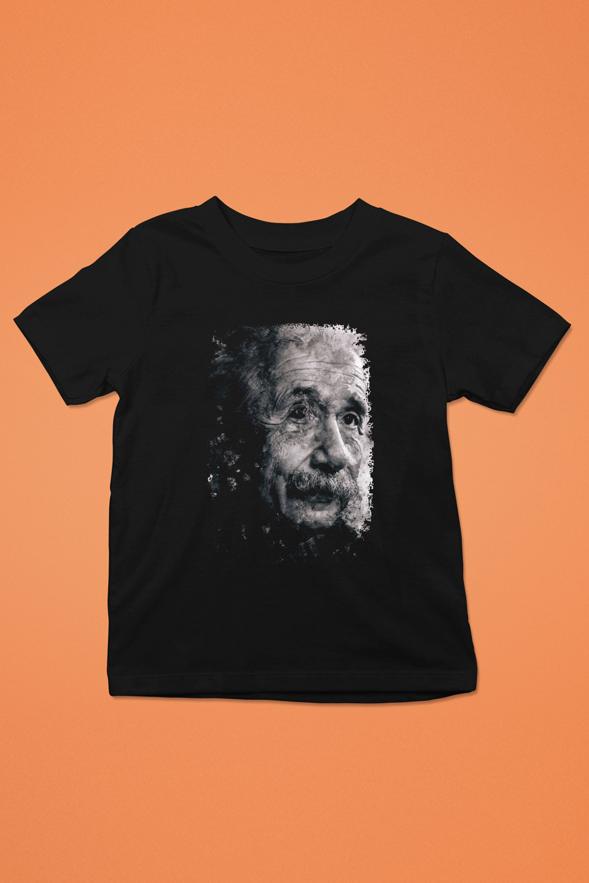 Albert Einstein Baskılı Unisex Siyah Çocuk Tişörtü - Tshirt