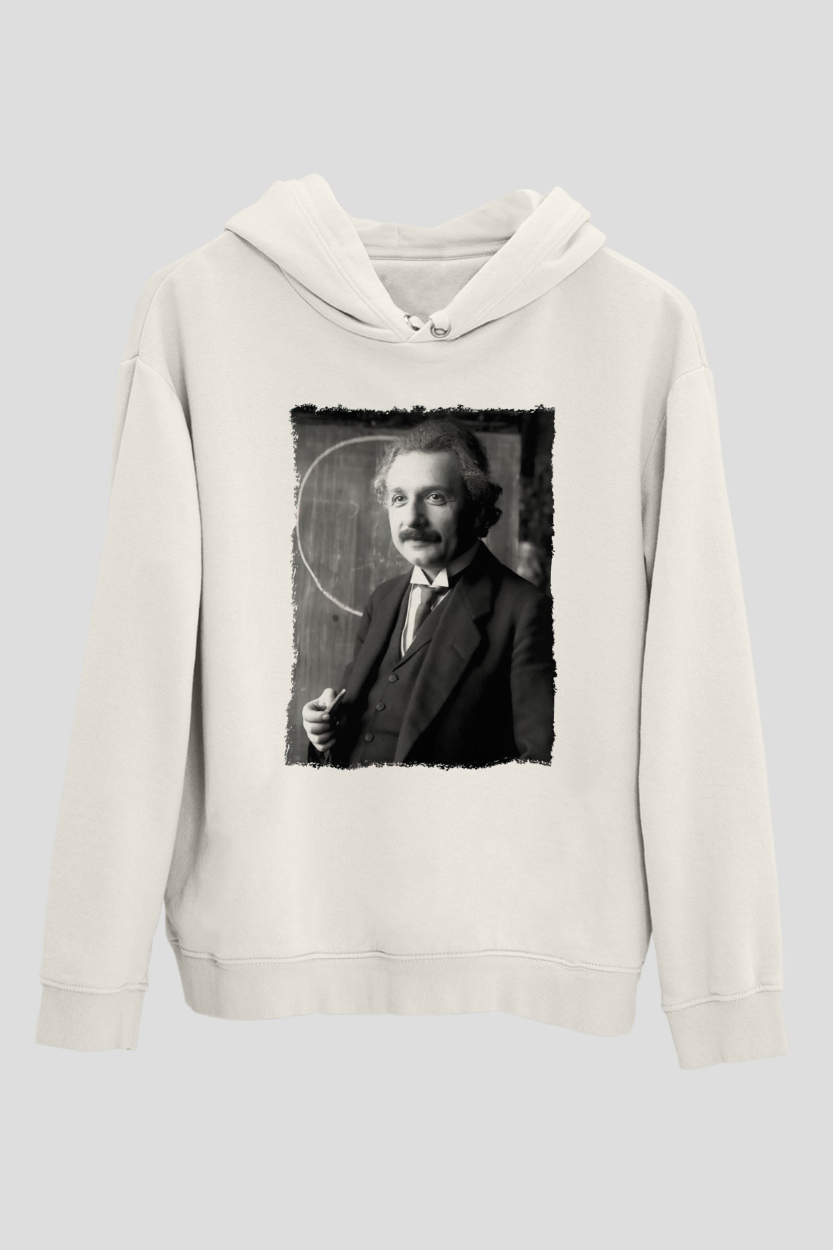 Albert Einstein Beyaz Unisex Kapüşonlu Sweatshirt