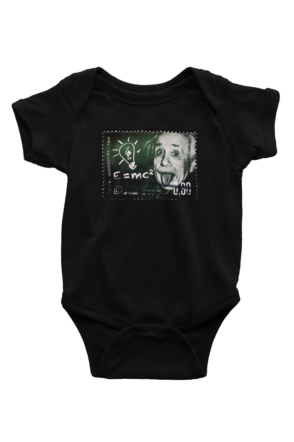Albert Einstein Enerji Formülü Baskılı Unisex Siyah Bebek Body - Zıbın