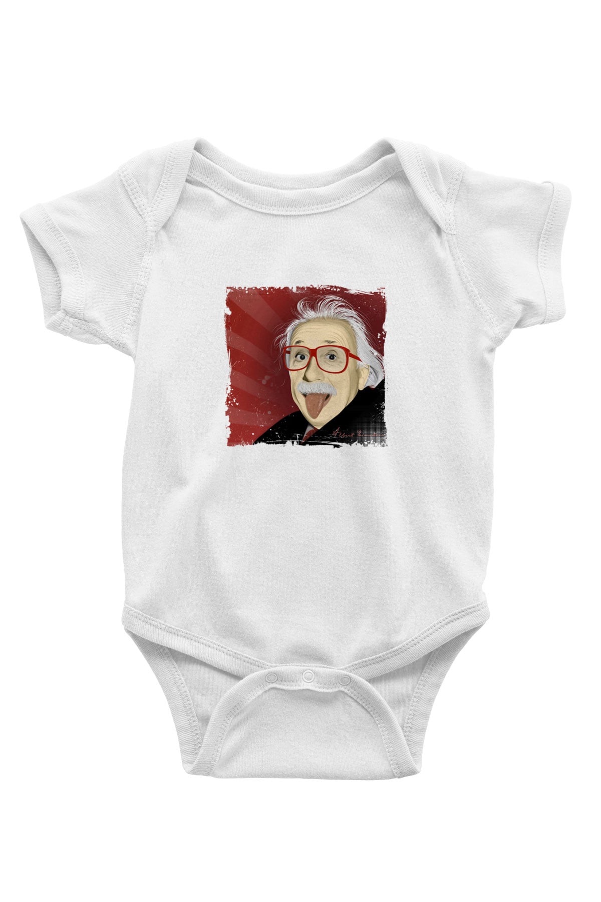 Albert Einstein Unisex Baskılı Beyaz Bebek Body - Zıbın