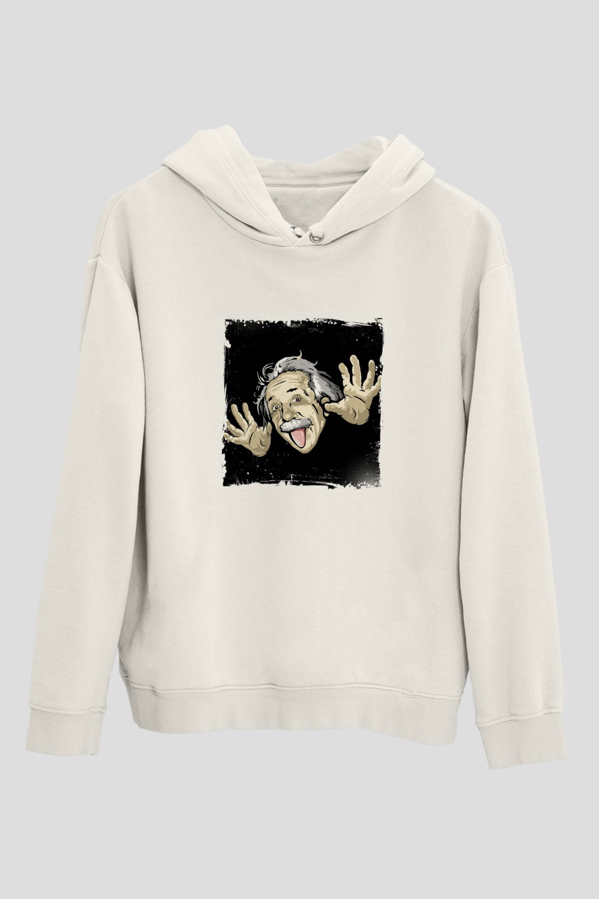 Albert Einstein Unisex Baskılı Beyaz Kapüşonlu Sweatshirt