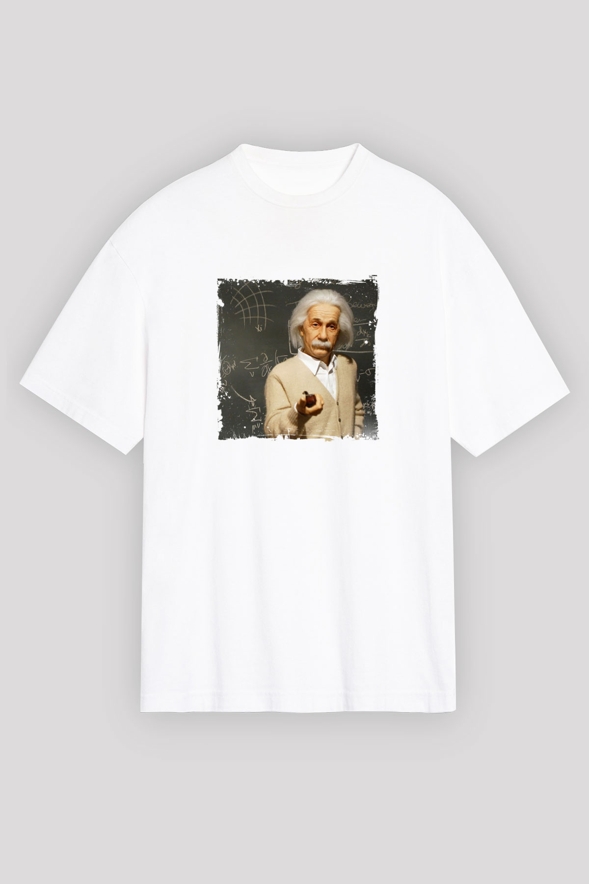 Albert Einstein Oversize Baskılı Beyaz Tişört