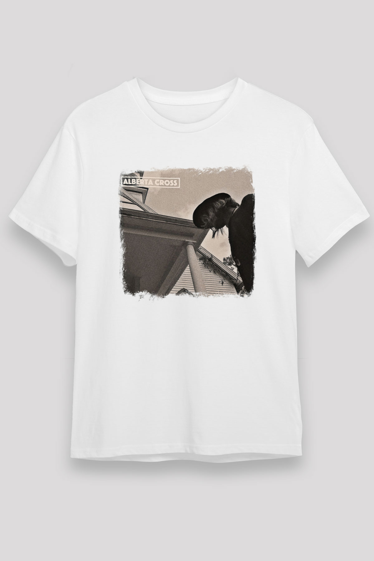 Alberta Cross Baskılı Unisex Beyaz Tişört
