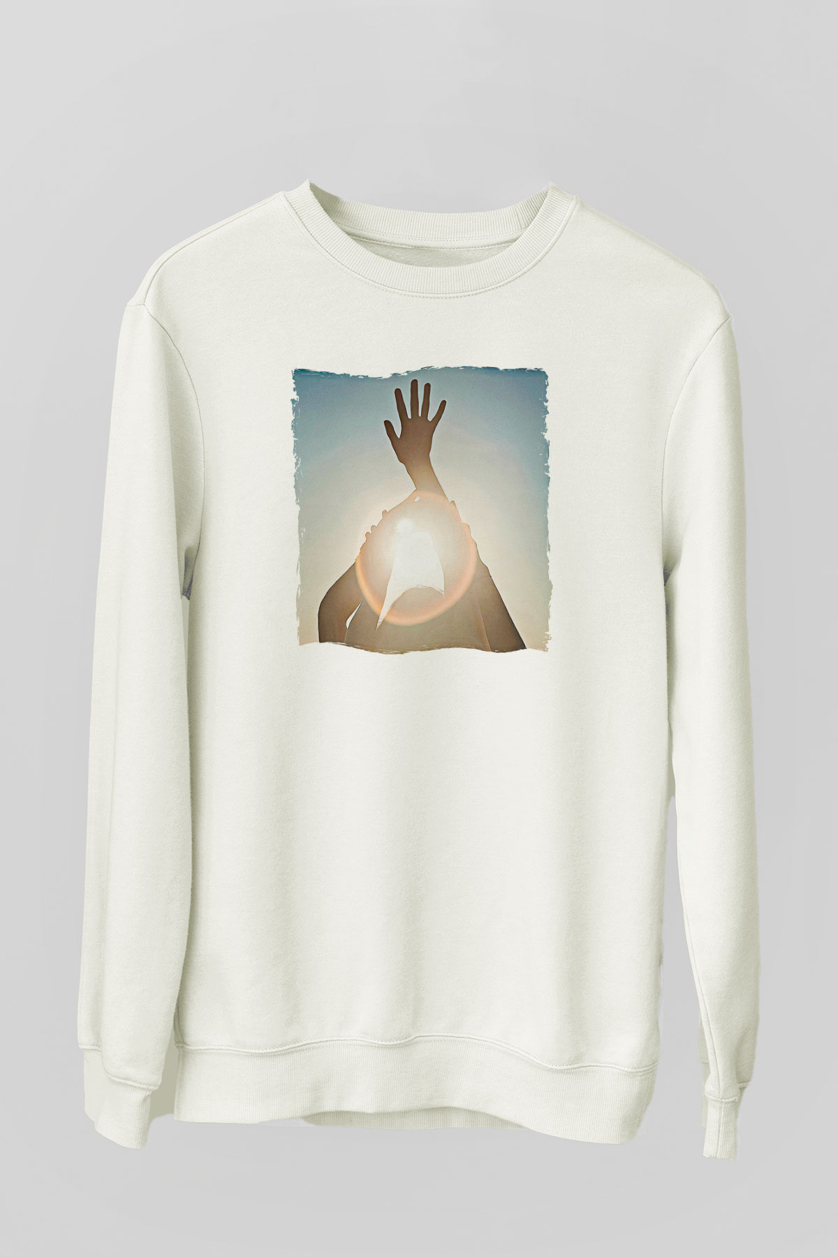 Alcest Baskılı Beyaz Unisex Sweatshirt