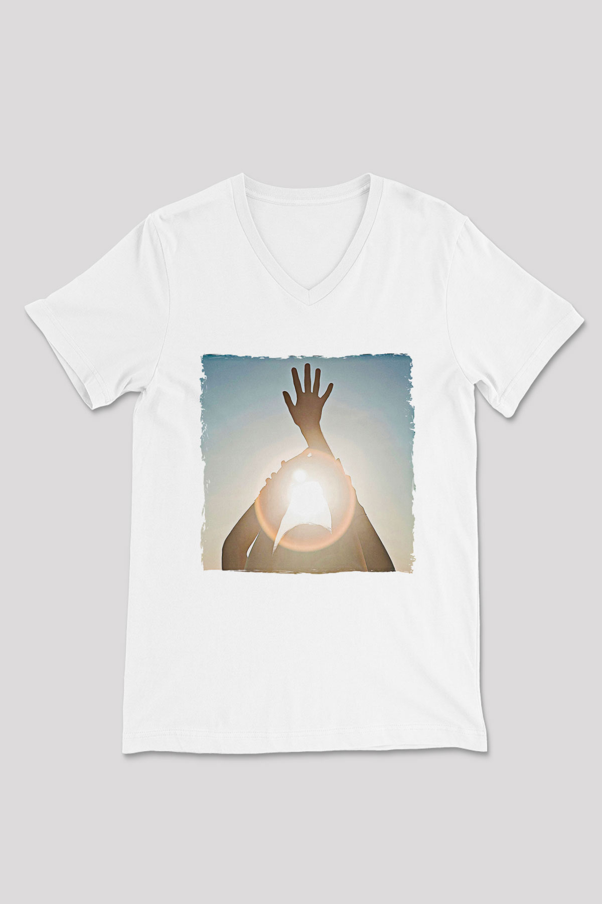 Alcest Baskılı Beyaz Unisex V Yaka Tişört - Tshirt