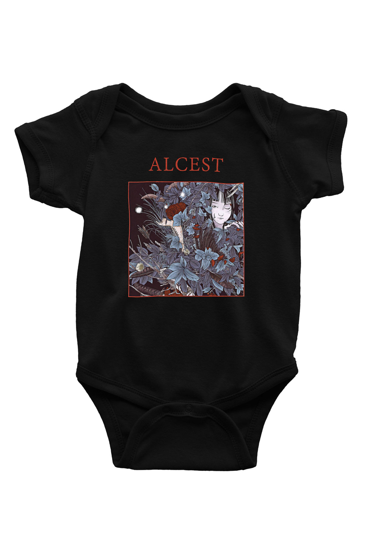 Alcest Baskılı Unisex Siyah Bebek Body - Zıbın