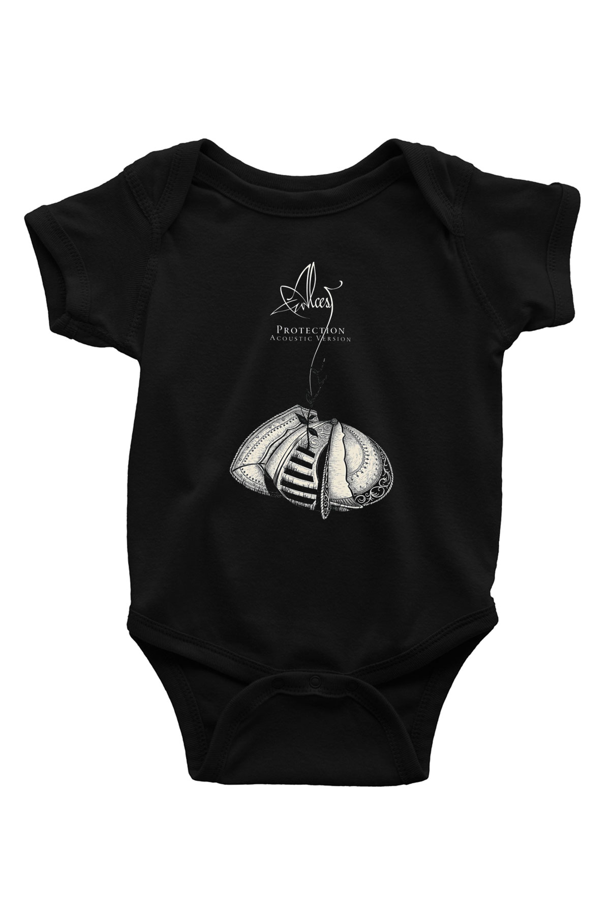 Alcest Baskılı Unisex Siyah Bebek Body - Zıbın