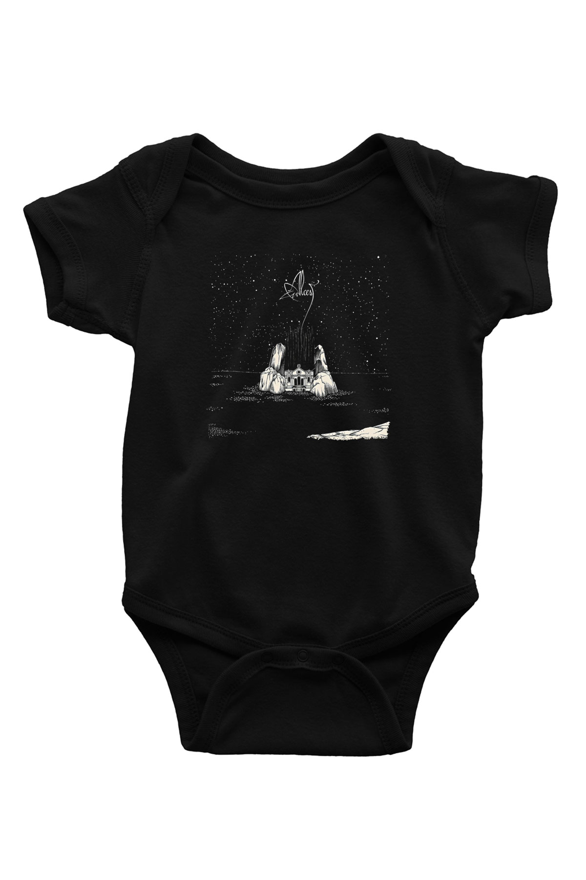 Alcest Baskılı Unisex Siyah Bebek Body - Zıbın