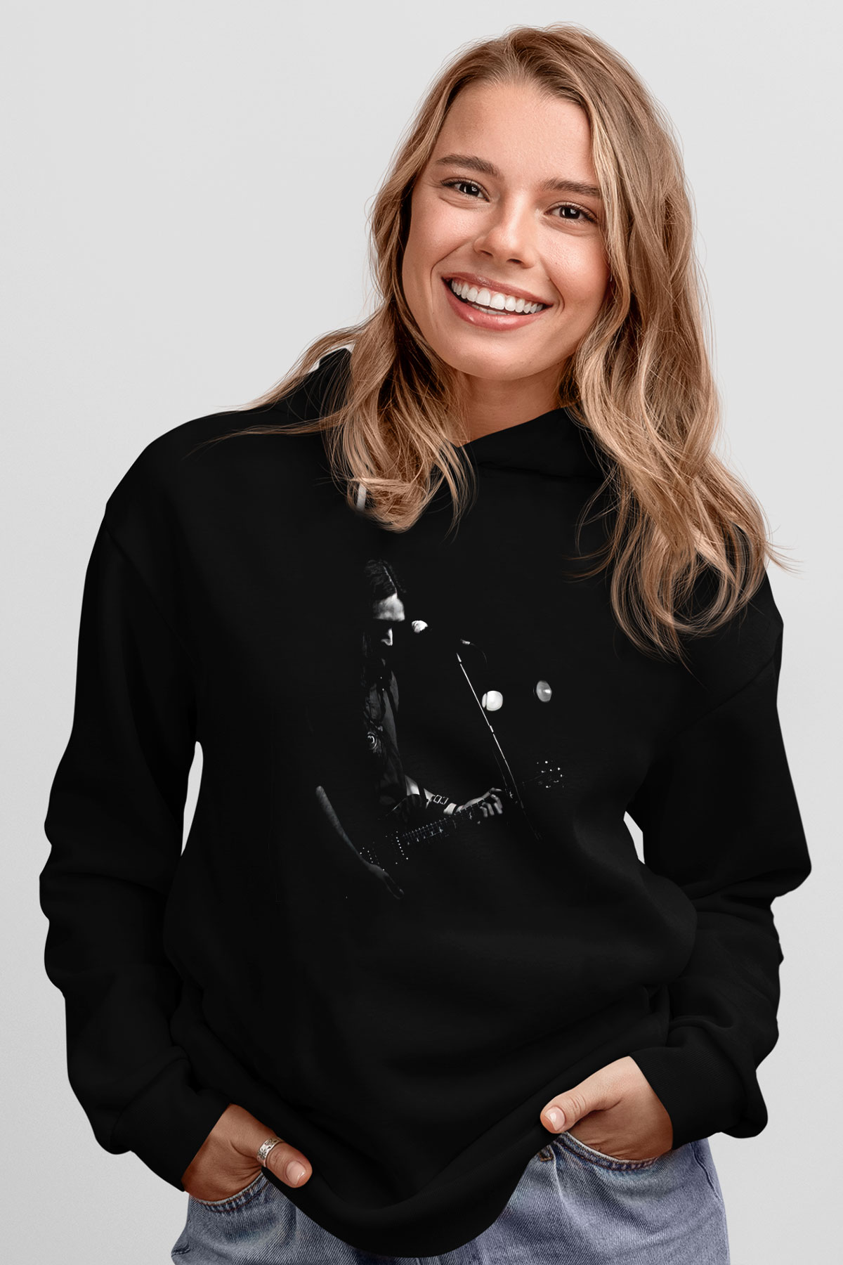 Alcest Baskılı Unisex Siyah Kapüşonlu Sweatshirt