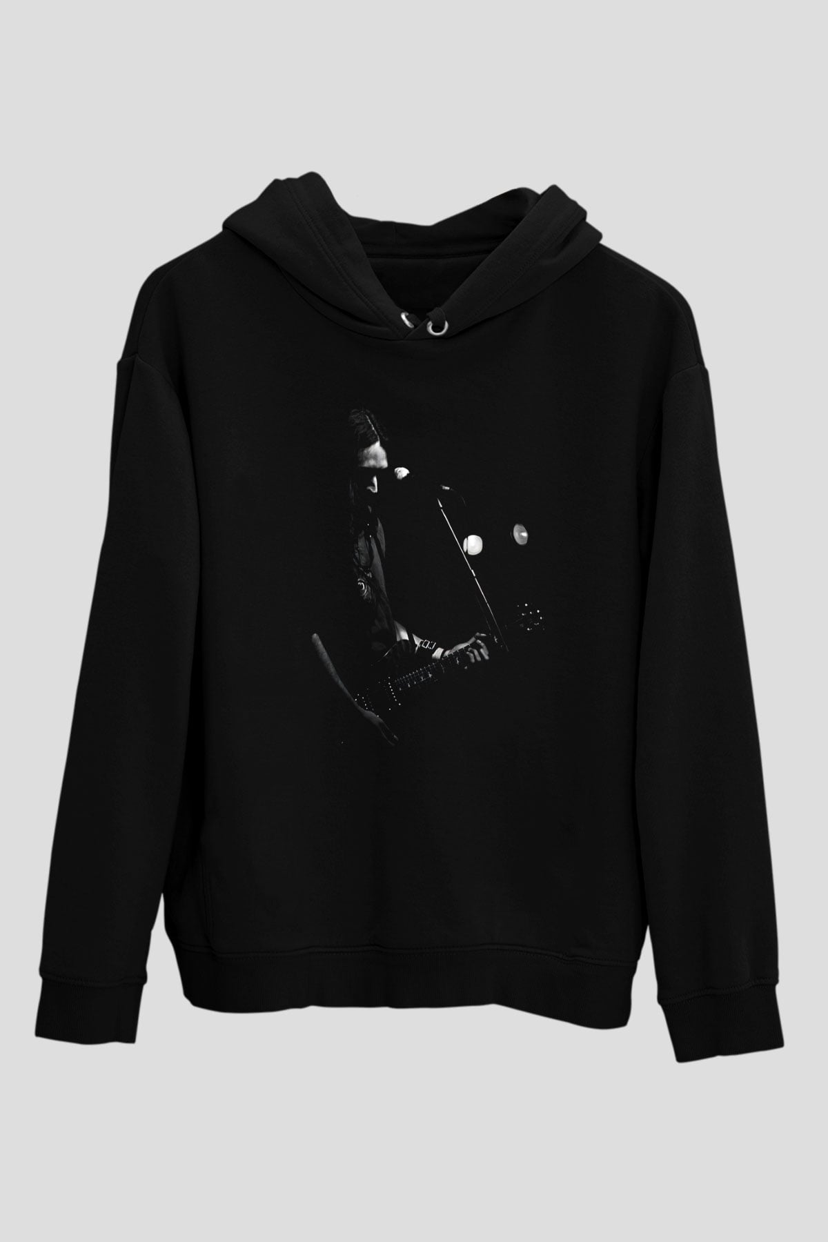 Alcest Baskılı Unisex Siyah Kapüşonlu Sweatshirt