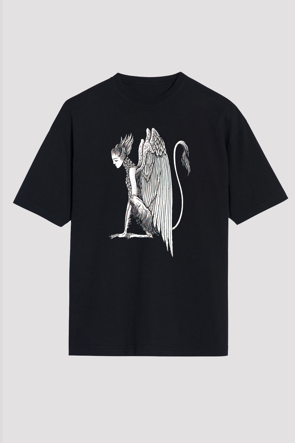 Alcest Baskılı Unisex Siyah Oversize Tişört - Tshirt