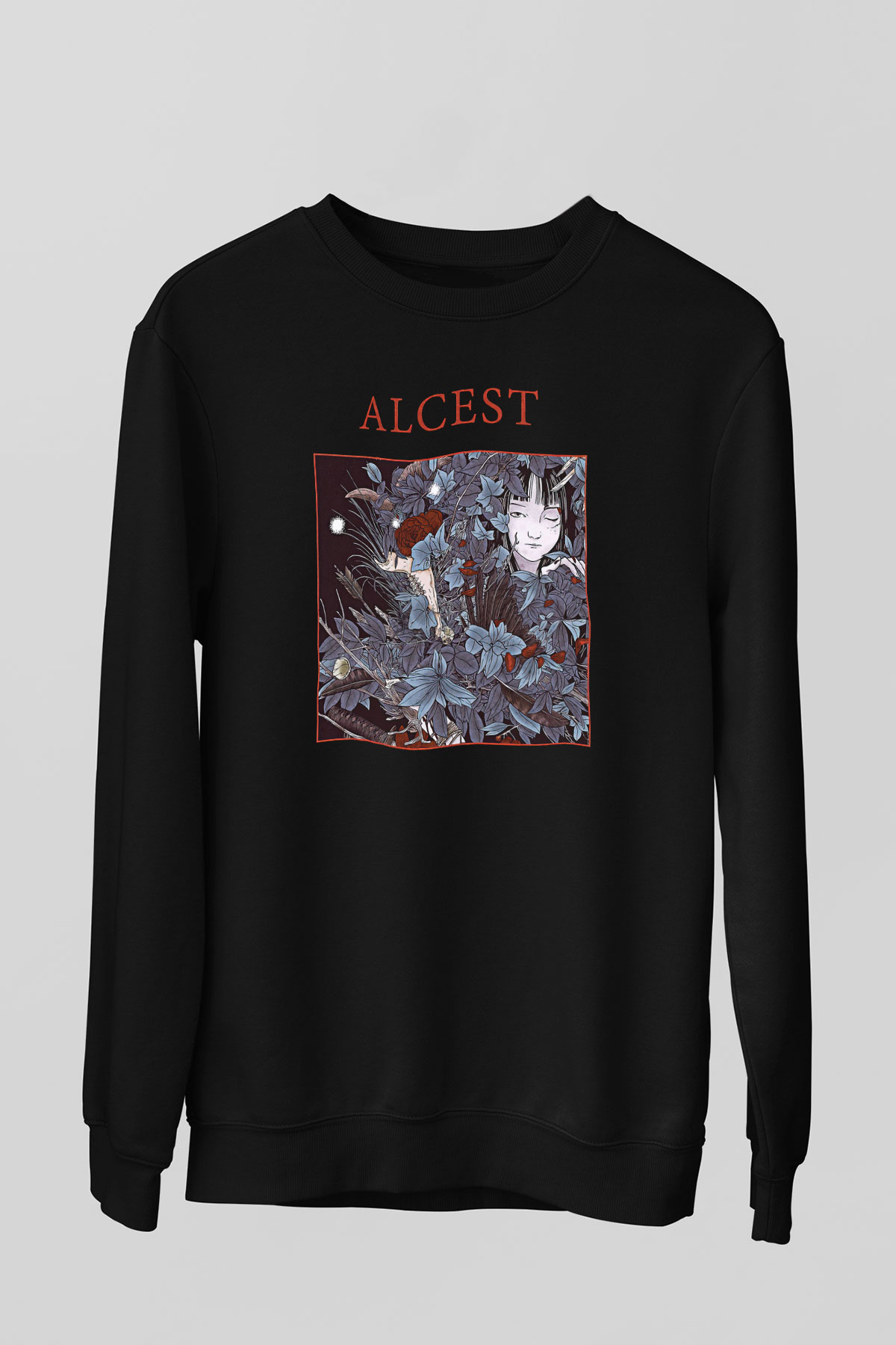 Alcest Baskılı Unisex Siyah Sweatshirt