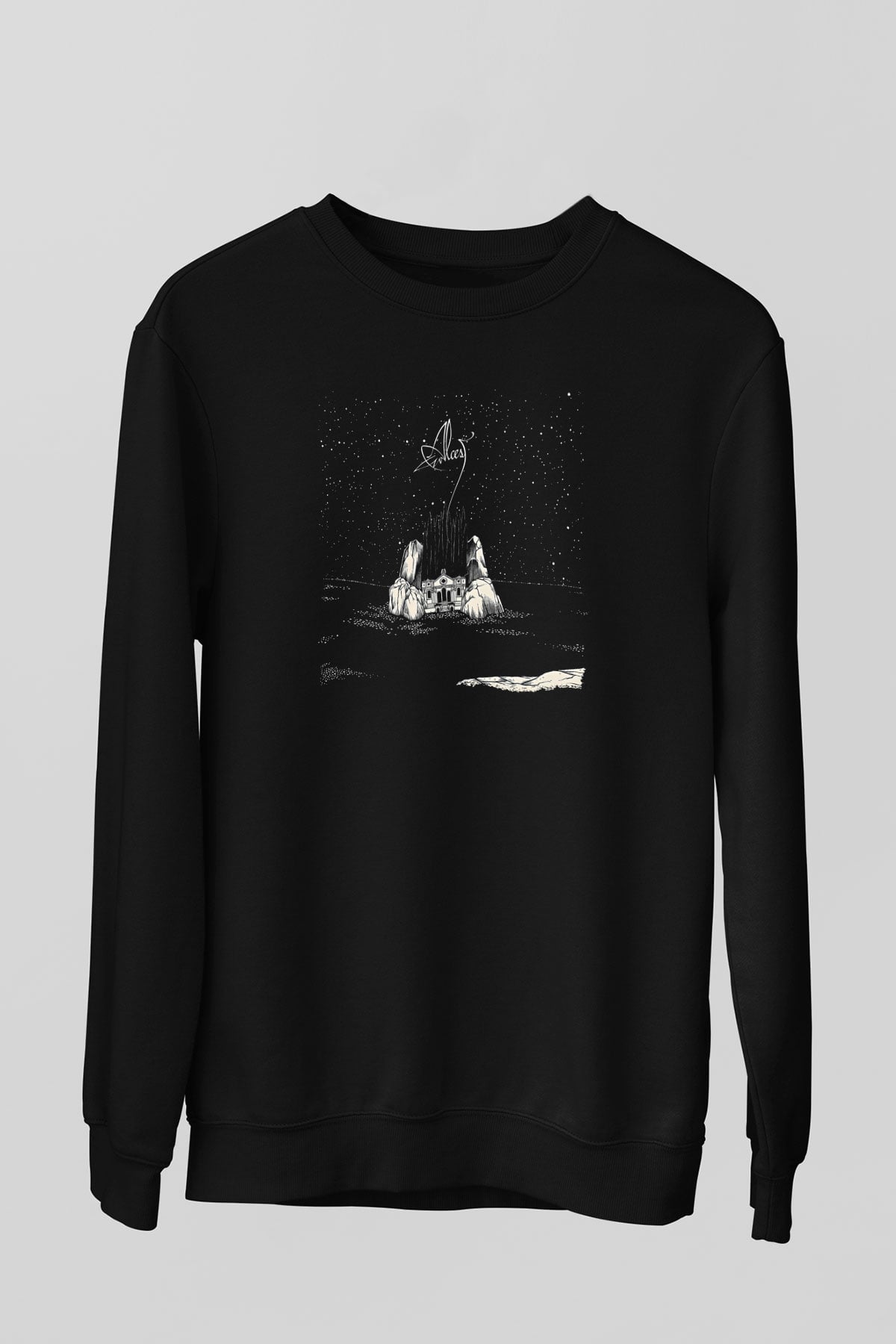 Alcest Baskılı Unisex Siyah Sweatshirt