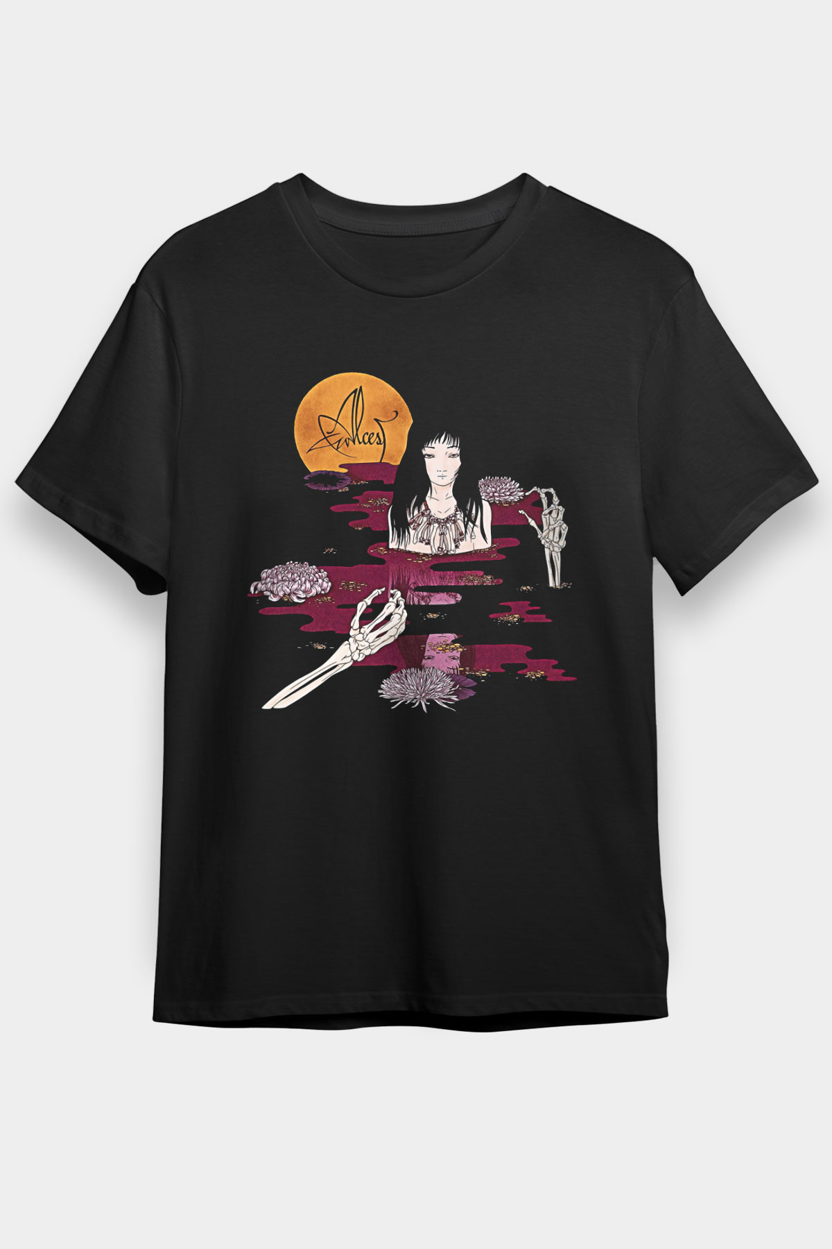 Alcest Baskılı Unisex Siyah Tişört - Tshirt