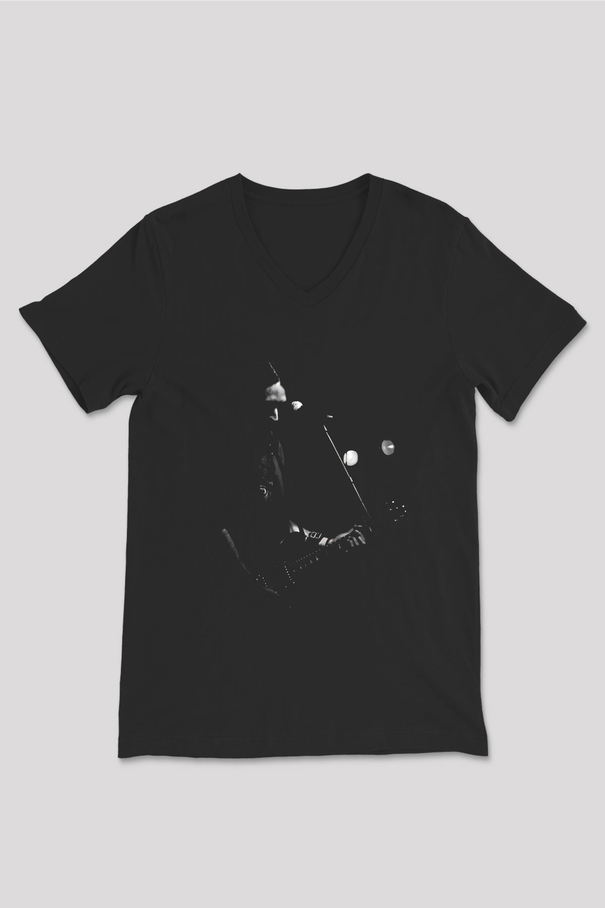 Alcest Baskılı Unisex Siyah V Yaka Tişört - Tshirt