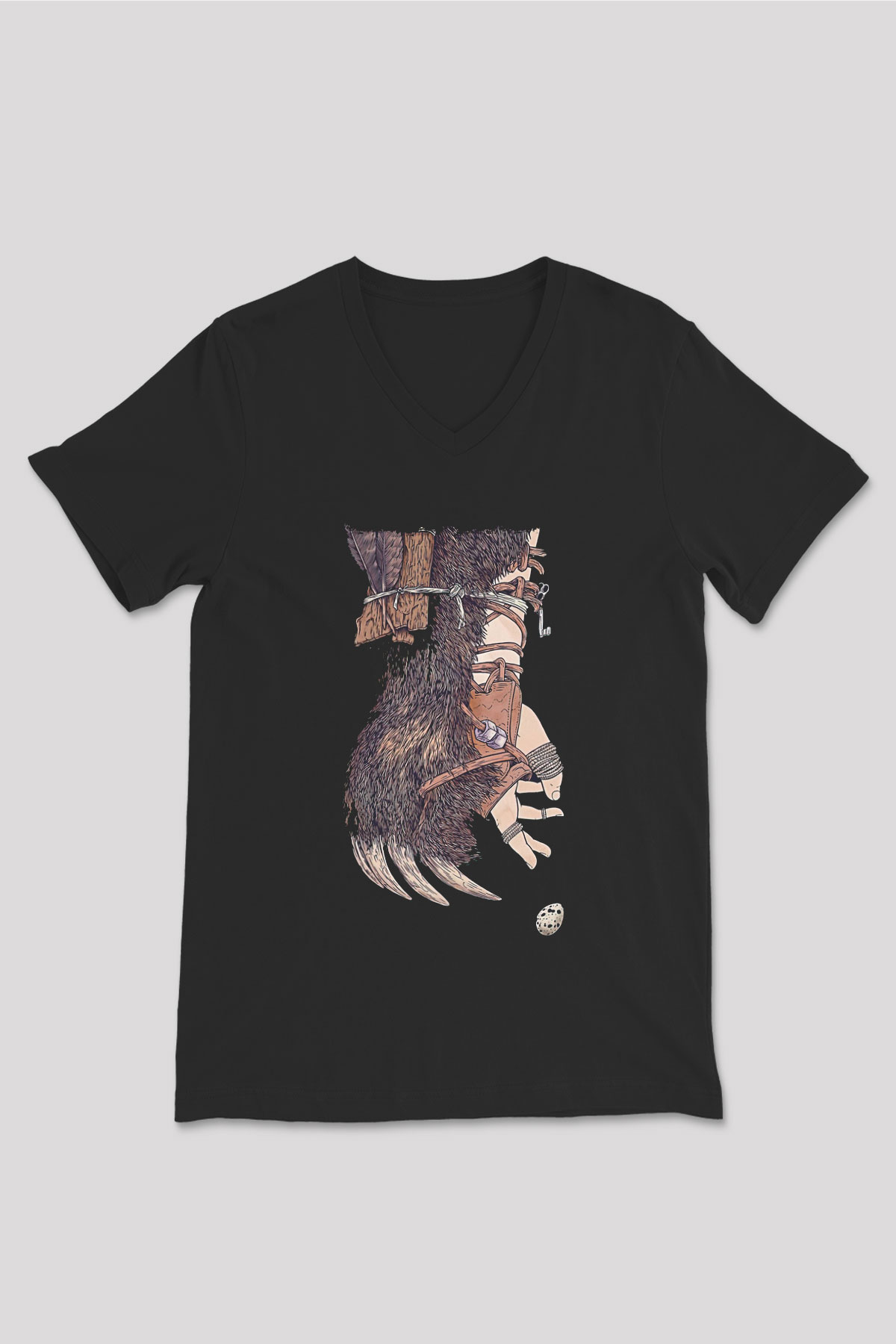 Alcest Baskılı Unisex Siyah V Yaka Tişört - Tshirt