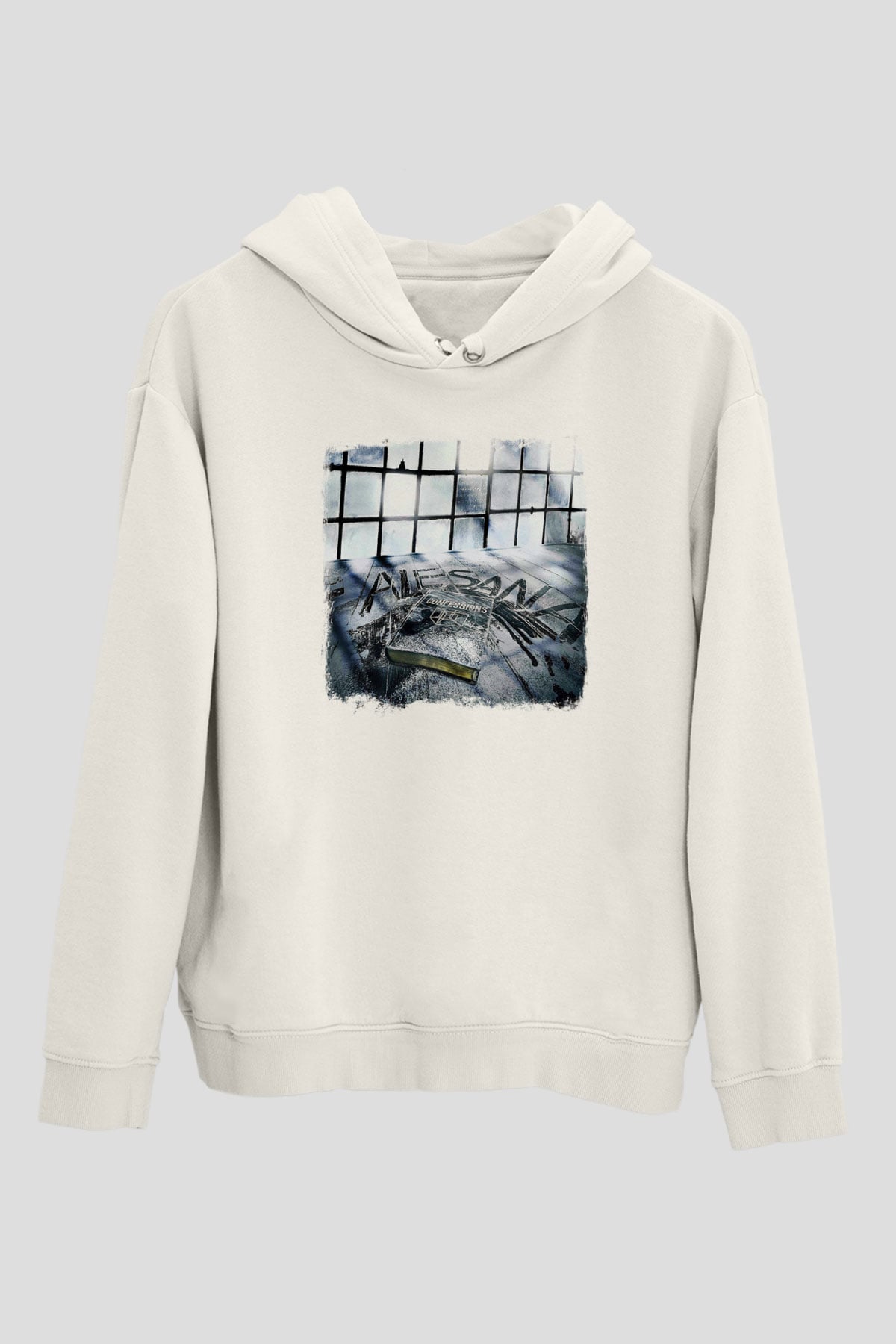 Alesana Baskılı Unisex Beyaz Hoodie