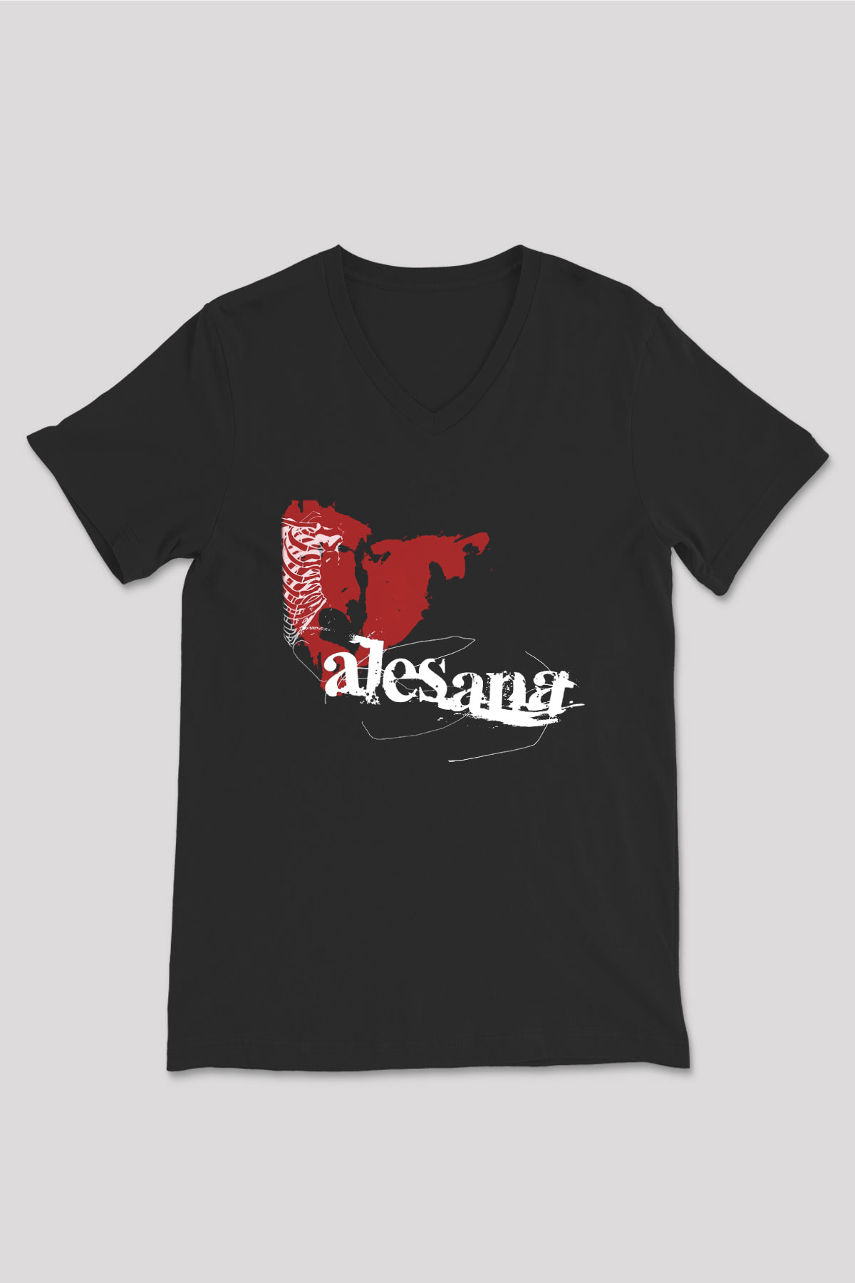 Alesana Siyah Unisex V Yaka Tişört T-Shirt