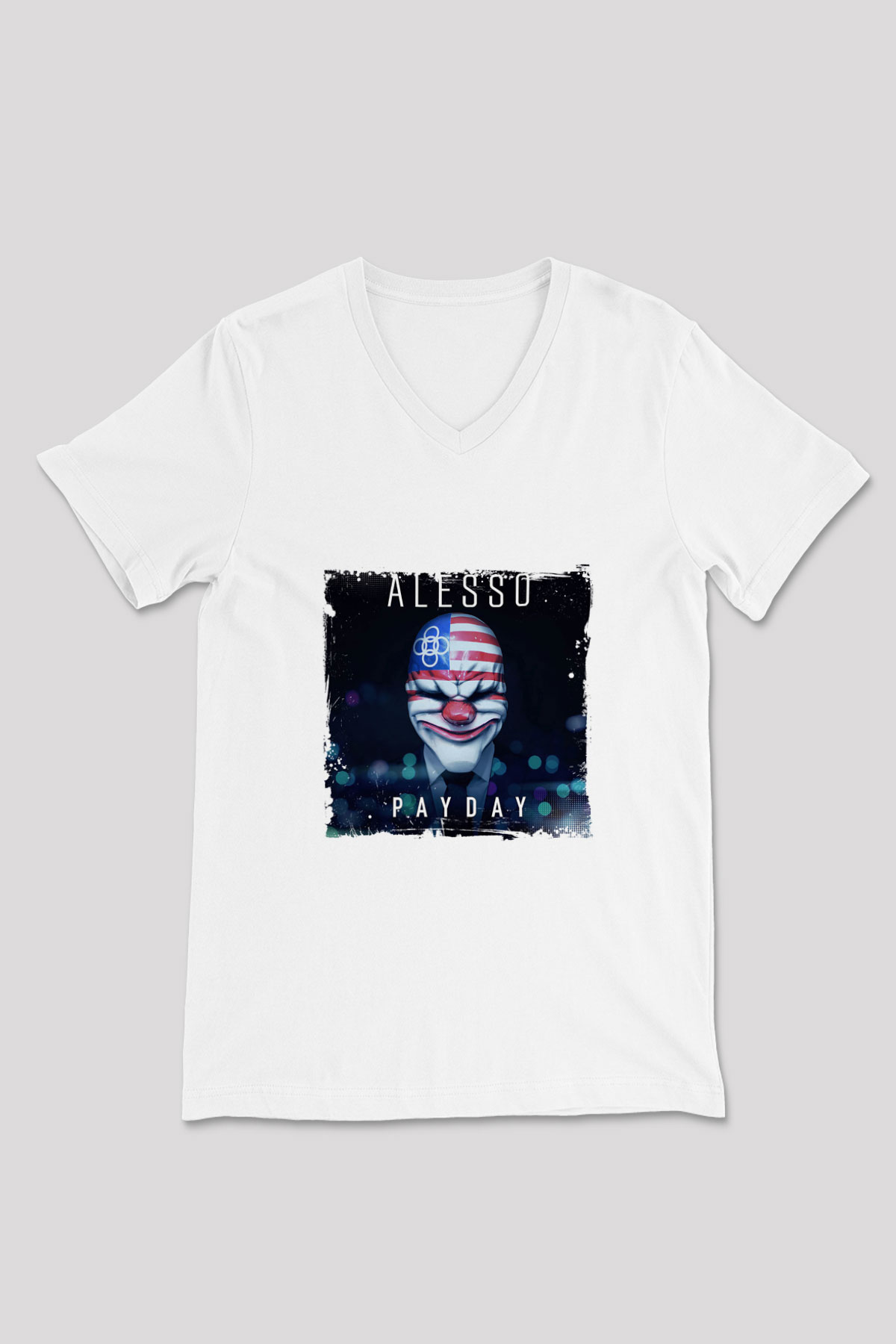 Alesso Baskılı Beyaz V Yaka Unisex Tişört