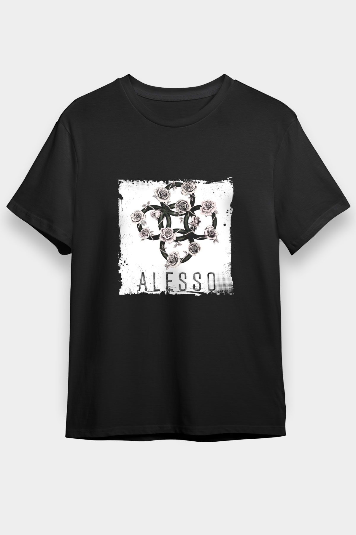 Alesso Baskılı Unisex Siyah Tişört