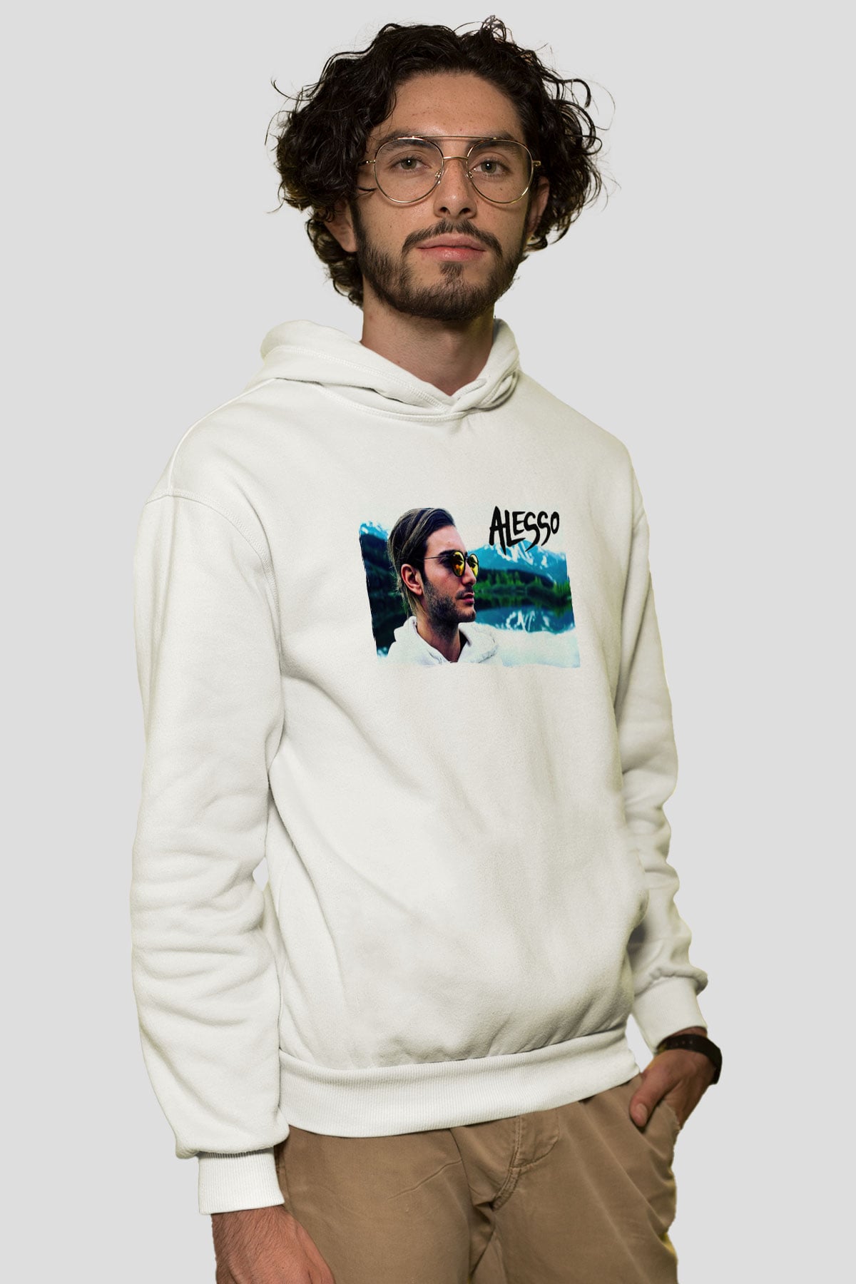 Alesso Beyaz Unisex Kapüşonlu Sweatshirt