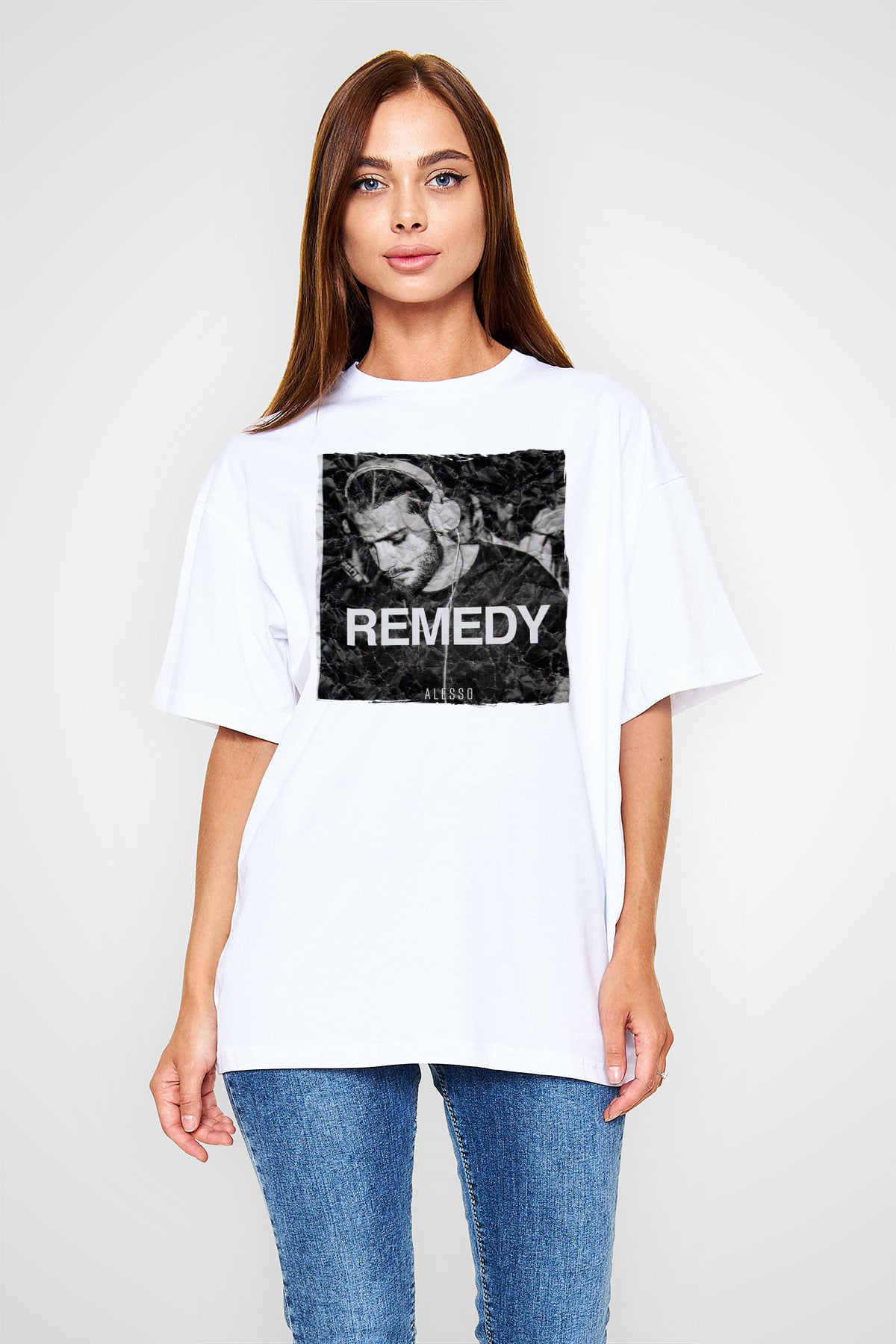 Alesso Beyaz Oversize Tişört Oversize T-shirt - TişörtFabrikası