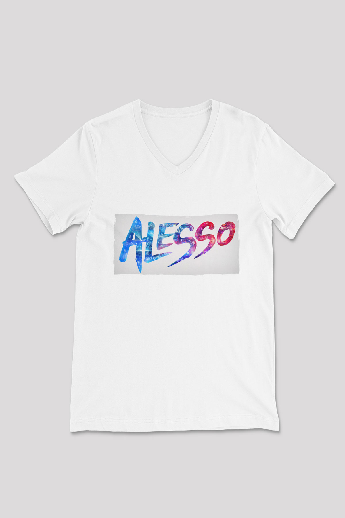 Alesso Beyaz Unisex V Yaka Tişört