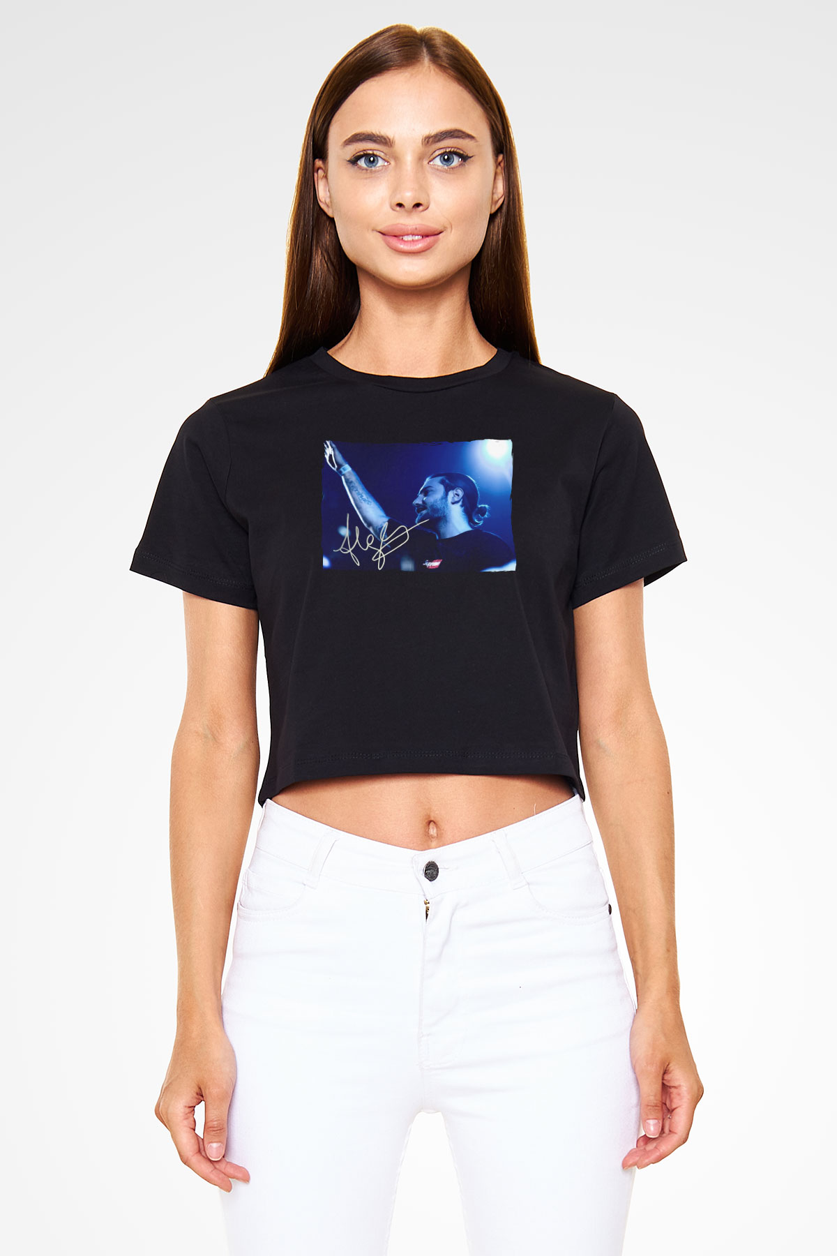 Alesso Siyah  Crop Top Tişört