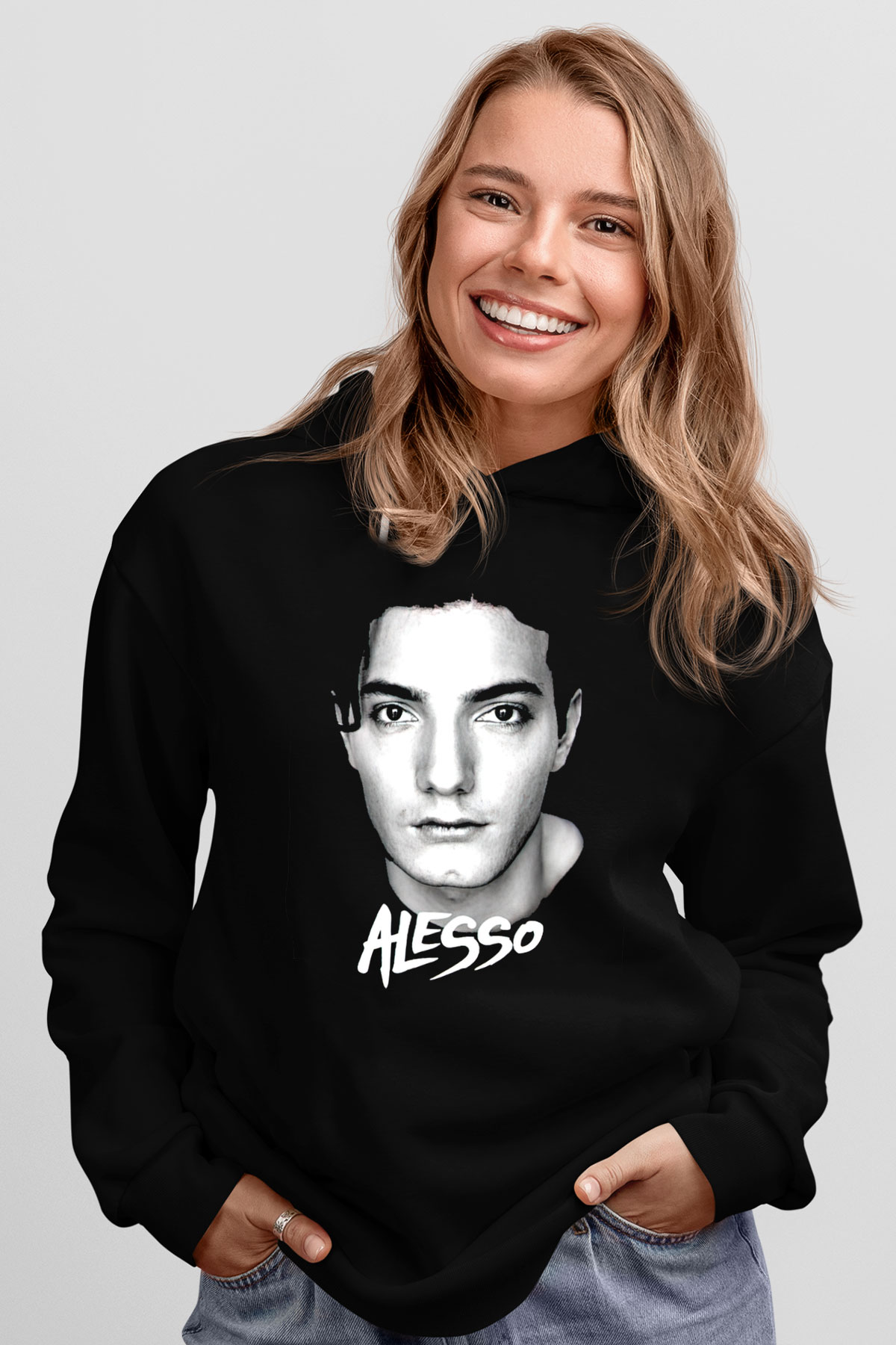 Alesso Siyah Unisex Kapüşonlu Sweatshirt