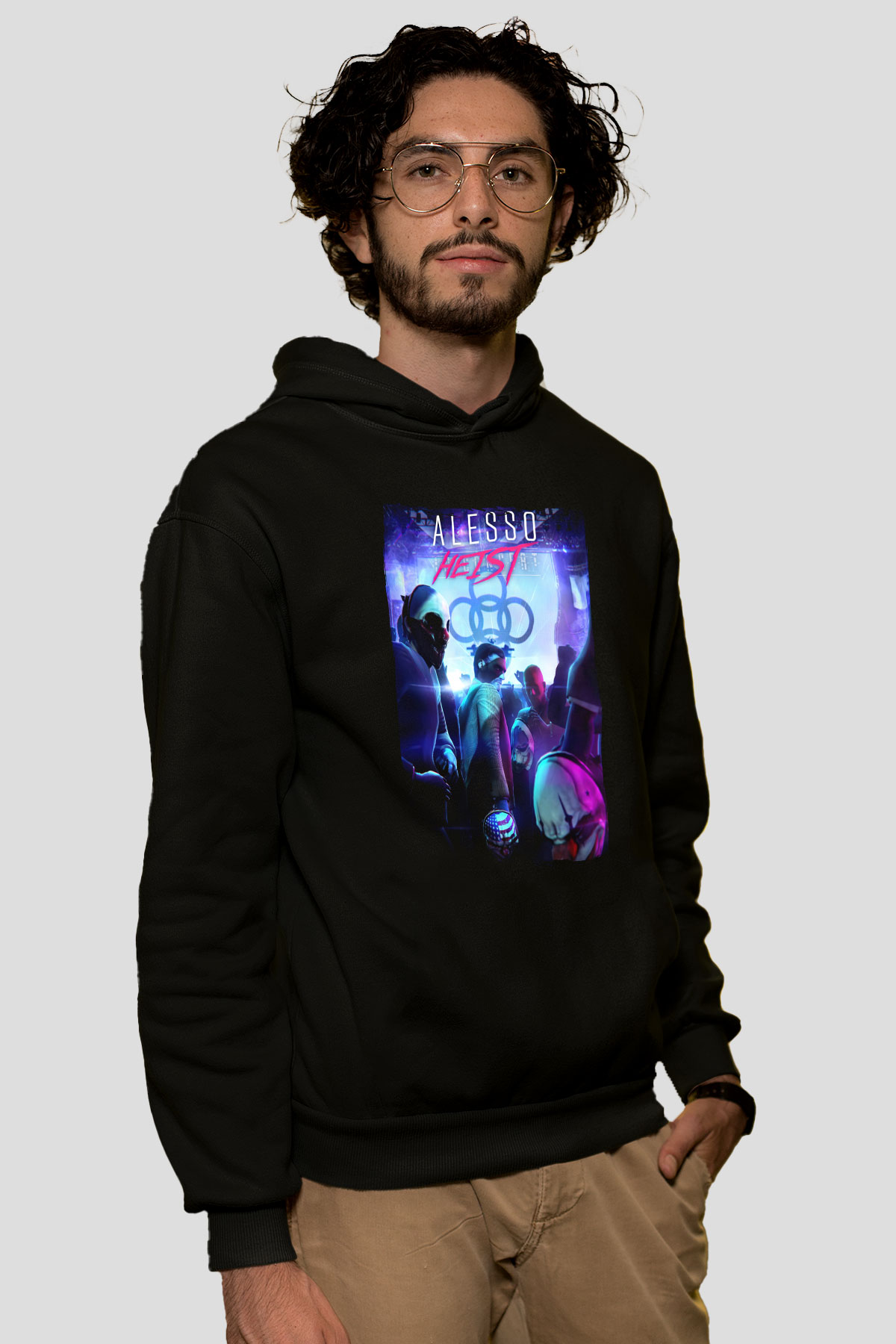 Alesso Siyah Unisex Kapüşonlu Sweatshirt