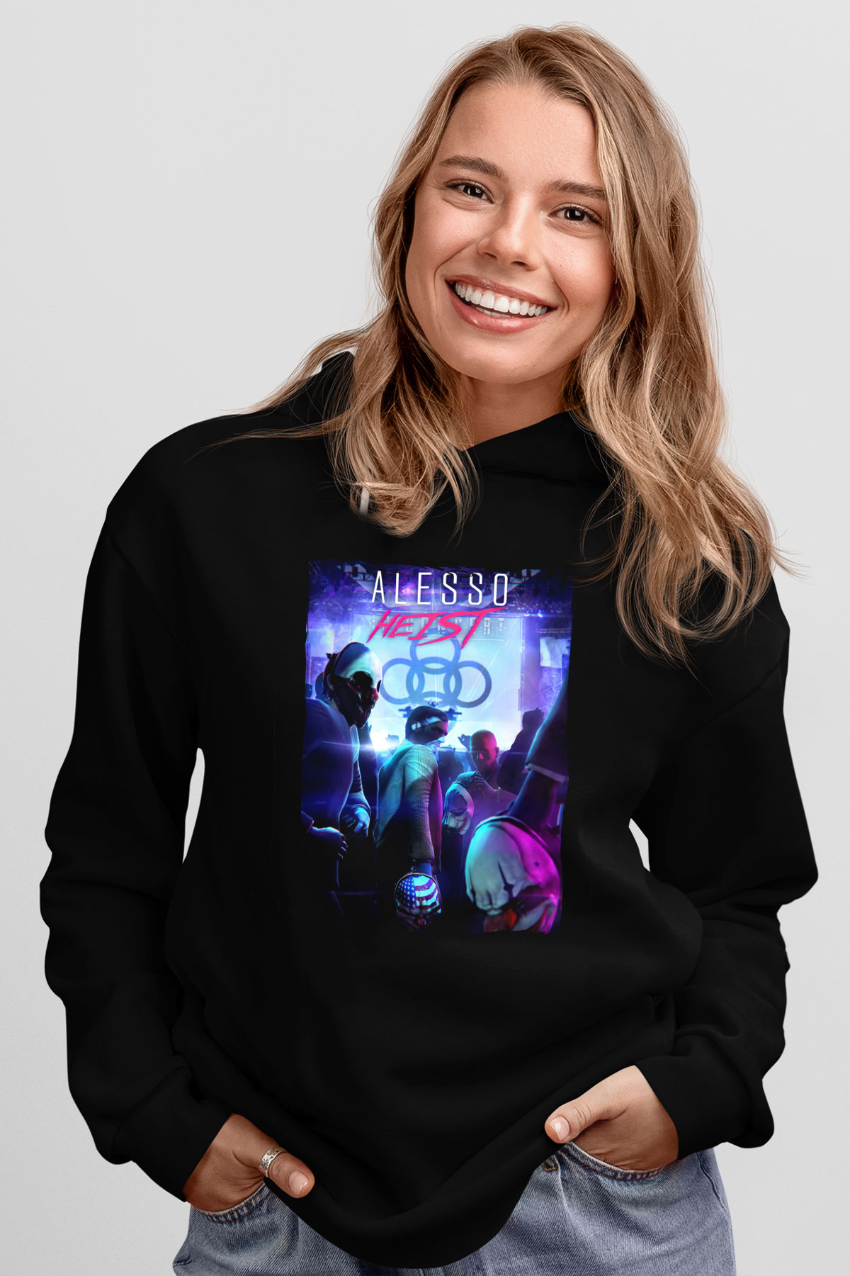 Alesso Siyah Unisex Kapüşonlu Sweatshirt