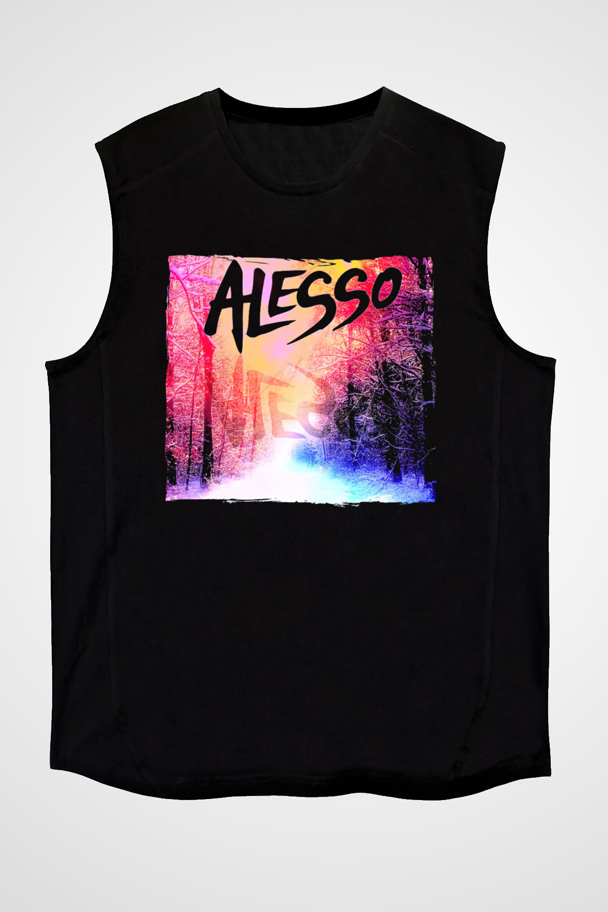 Alesso Siyah Unisex Kolsuz Tişört