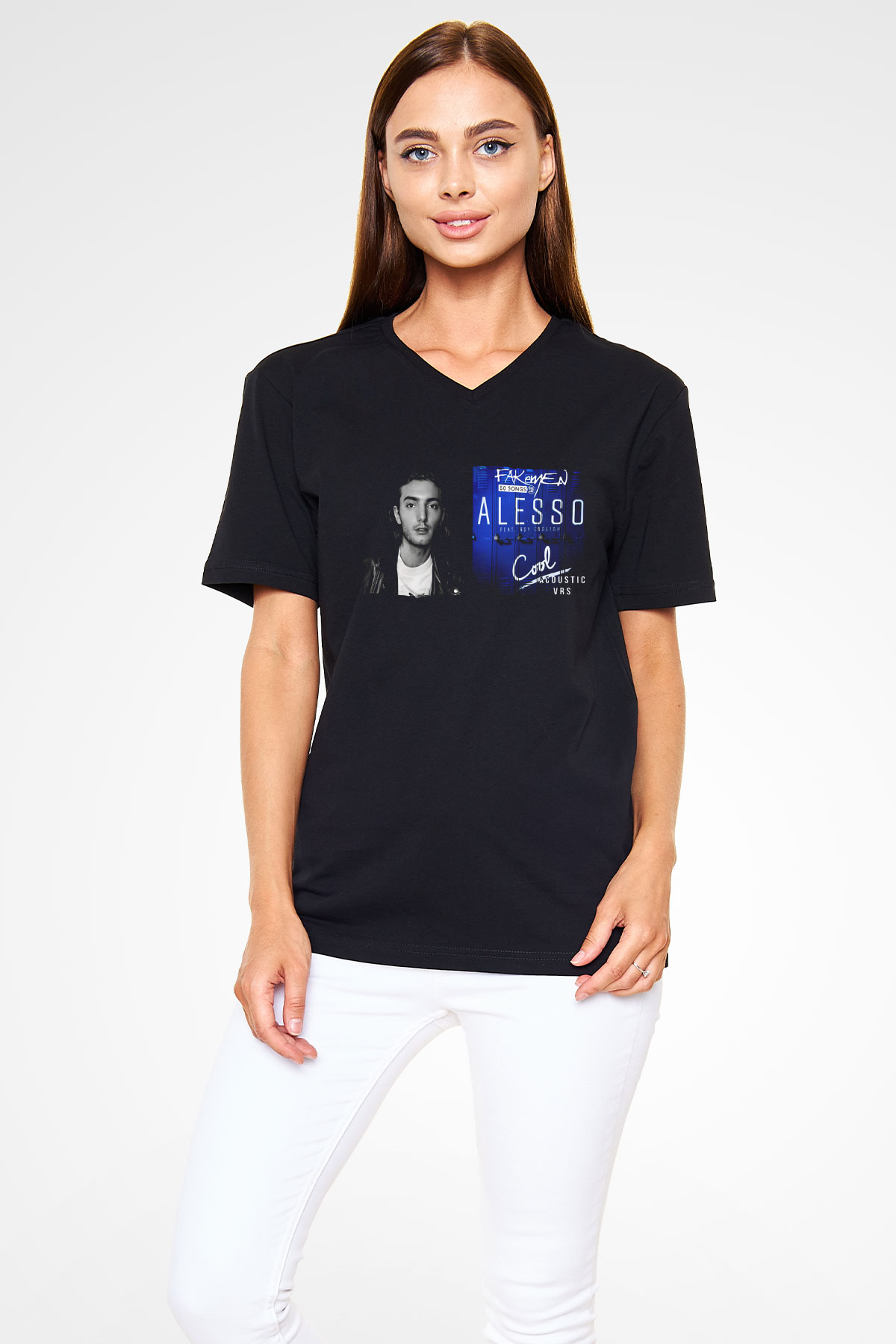 Alesso Siyah Unisex V Yaka Tişört