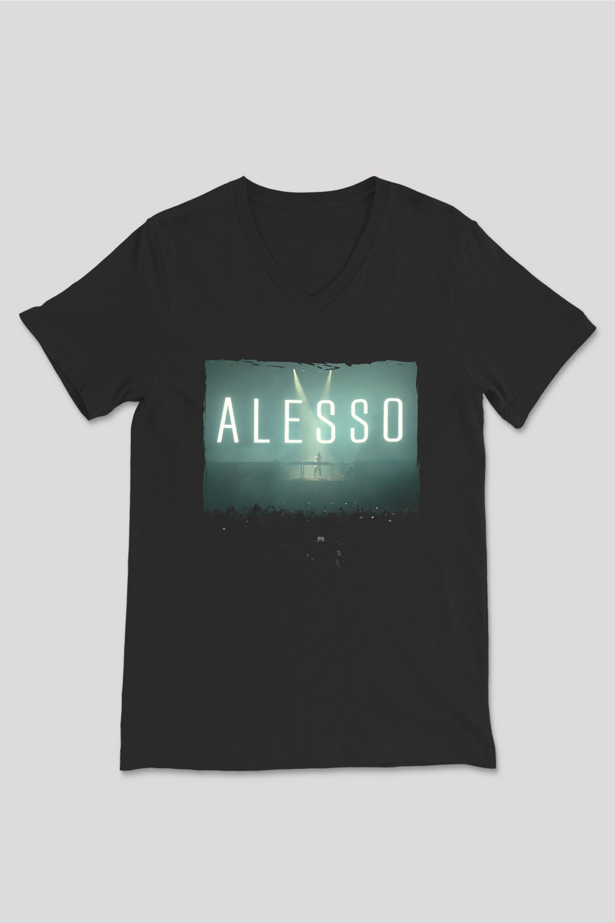 Alesso Siyah Unisex V Yaka Tişört