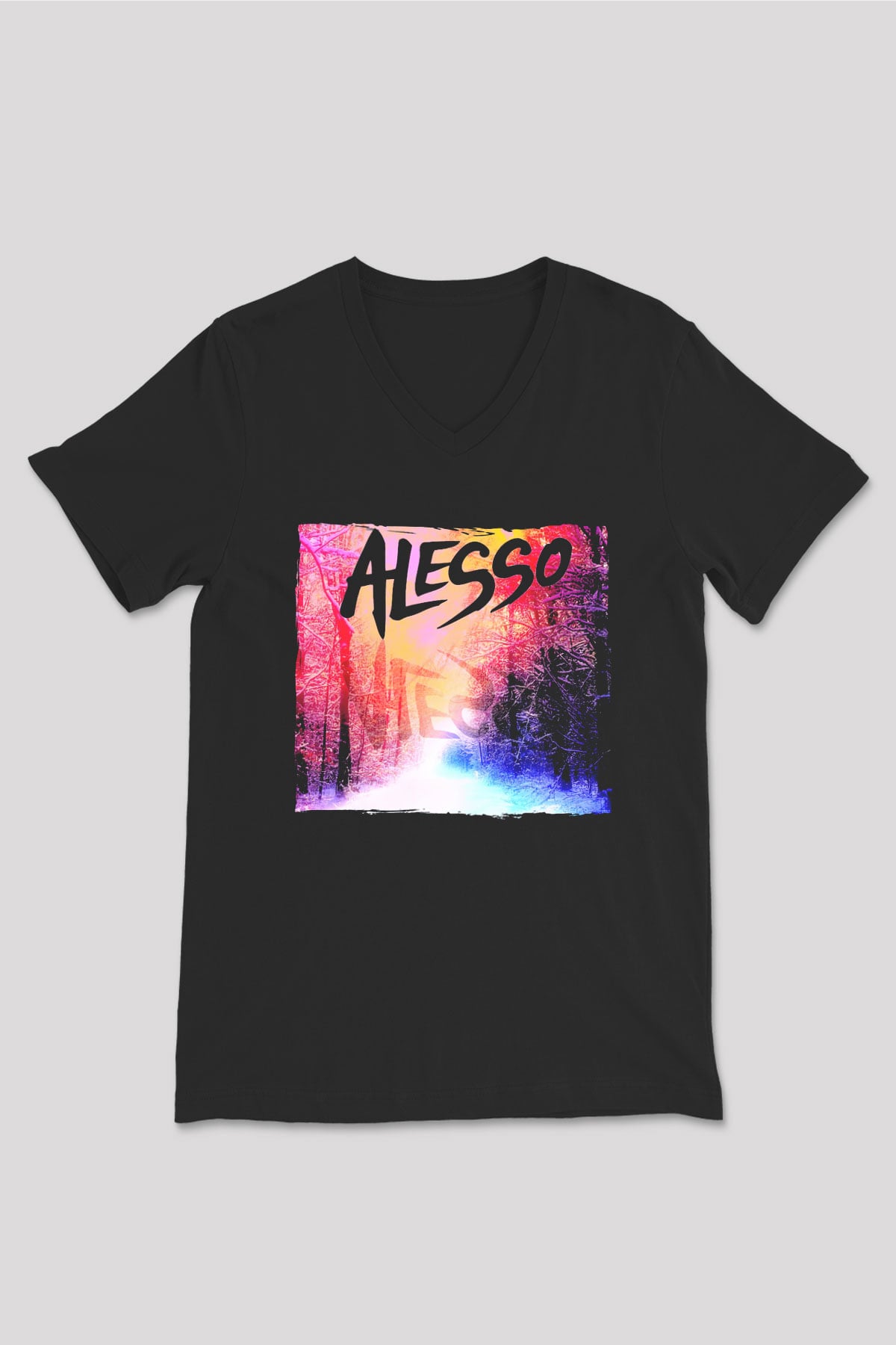 Alesso Siyah Unisex V Yaka Tişört