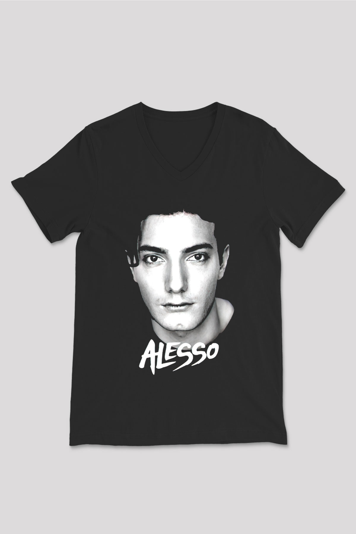 Alesso Siyah Unisex V Yaka Tişört