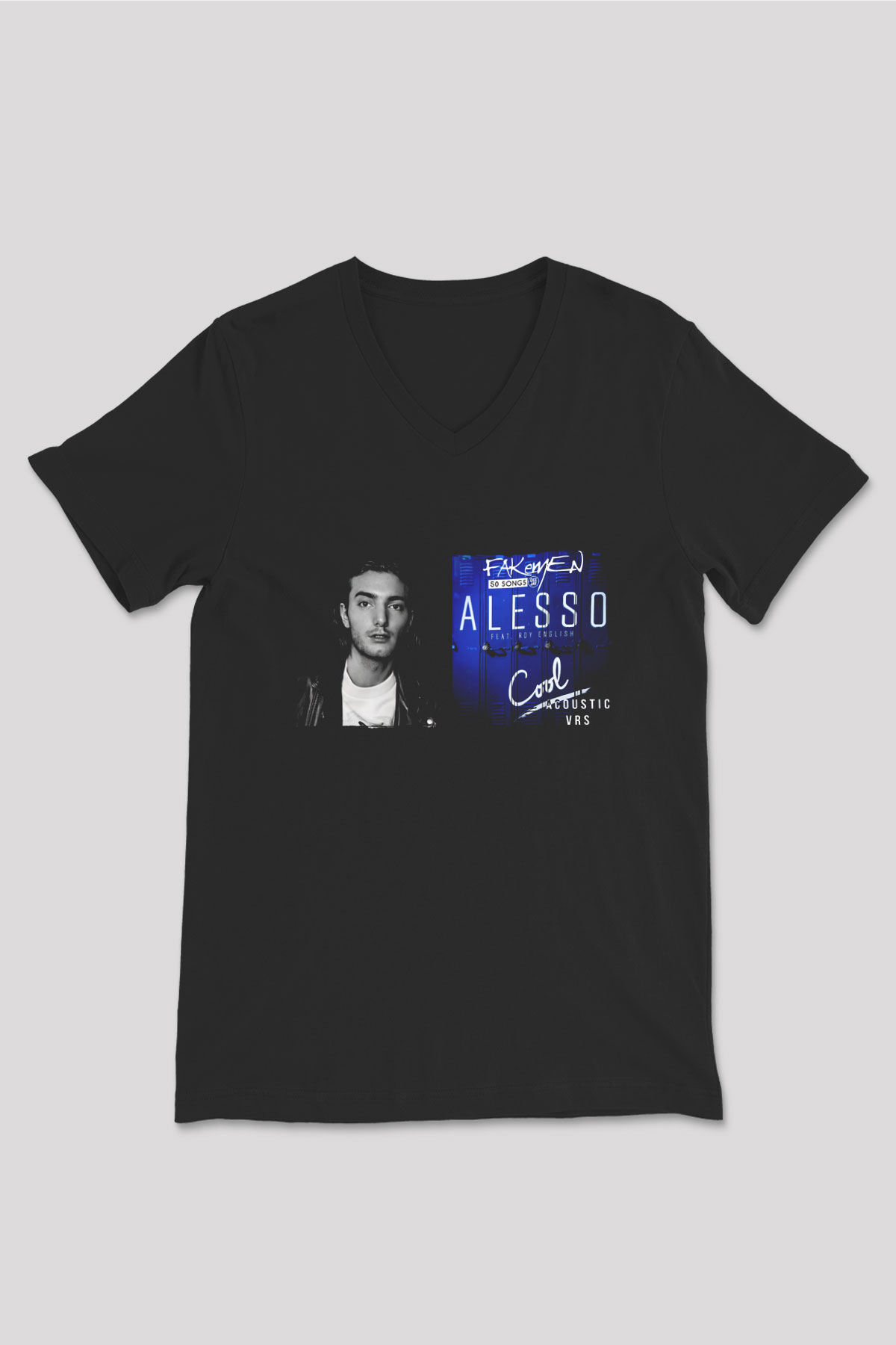 Alesso Siyah Unisex V Yaka Tişört