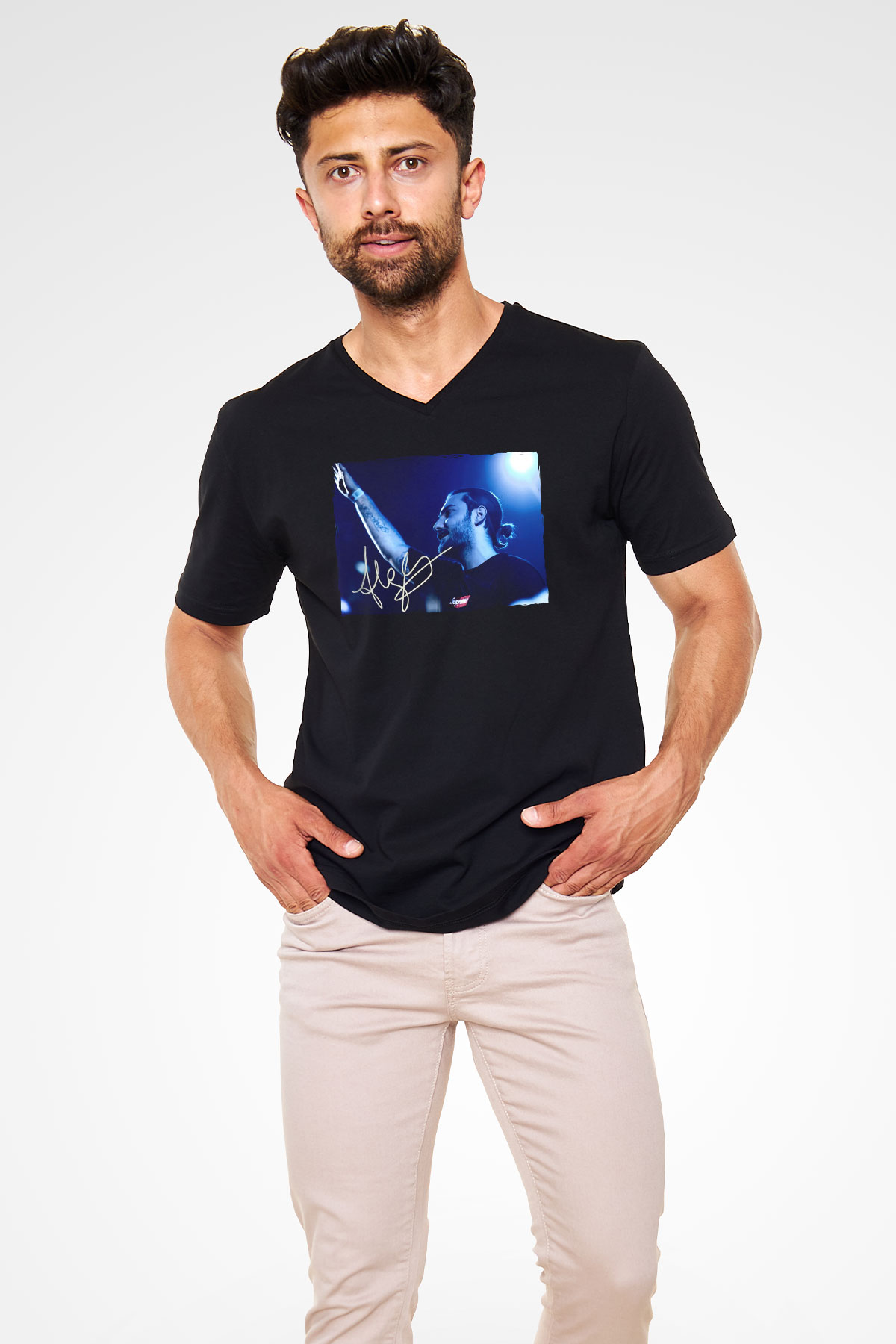 Alesso Siyah Unisex V Yaka Tişört